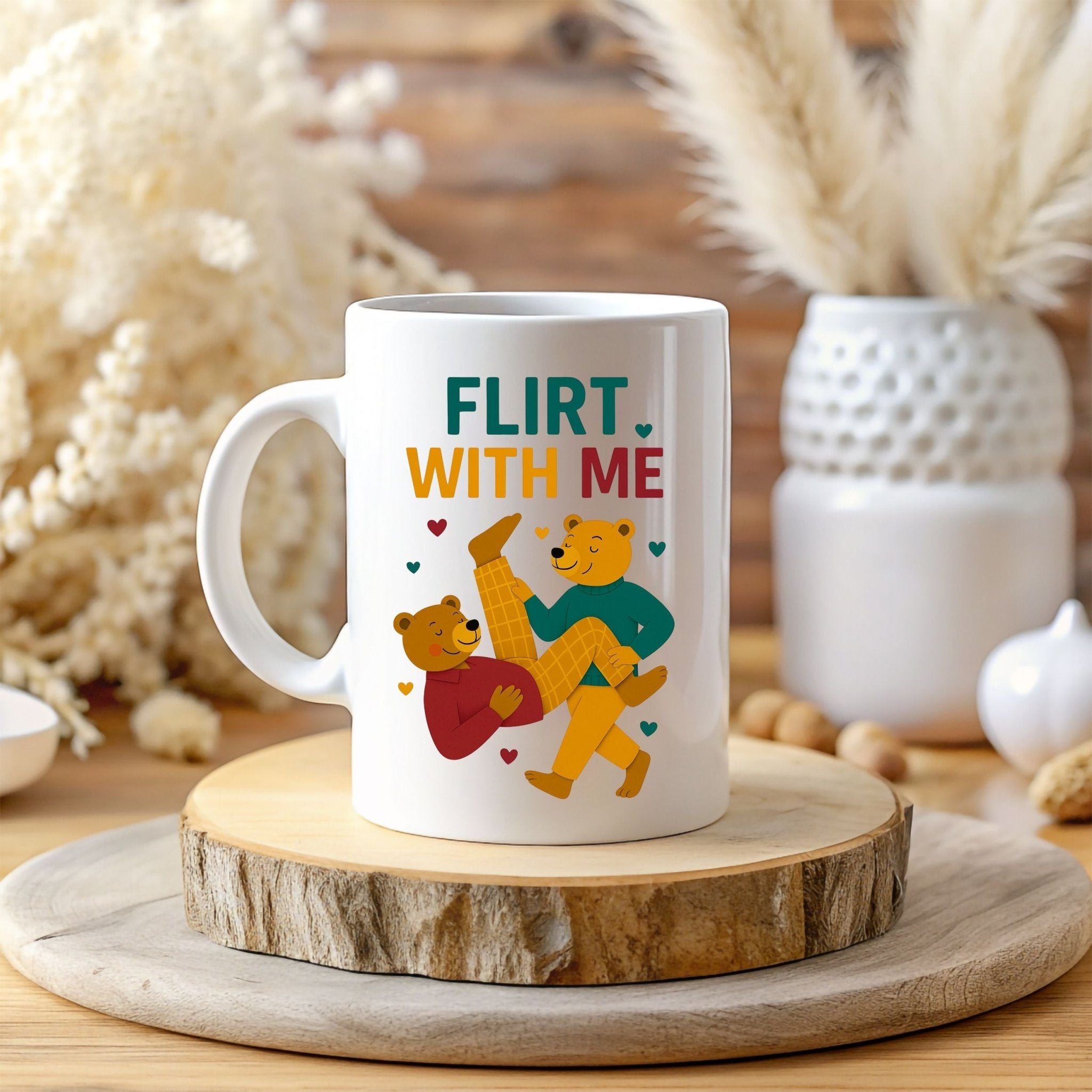 Gay Couple Bear Coffee Cup, Funny Cute LGBTQ Gift for Him, Playful Queer Romance Mug, Camp Pride Drinkware,Flirt With Me Mug - Craig Michael Design