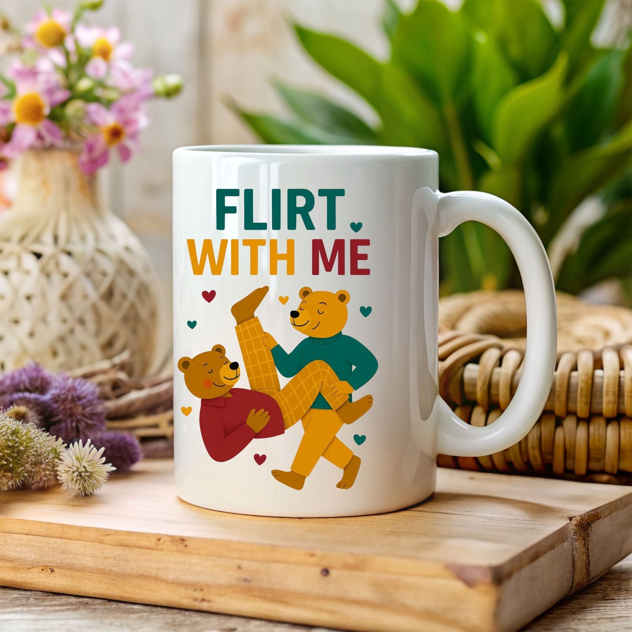 Gay Couple Bear Coffee Cup, Funny Cute LGBTQ Gift for Him, Playful Queer Romance Mug, Camp Pride Drinkware,Flirt With Me Mug - Craig Michael Design