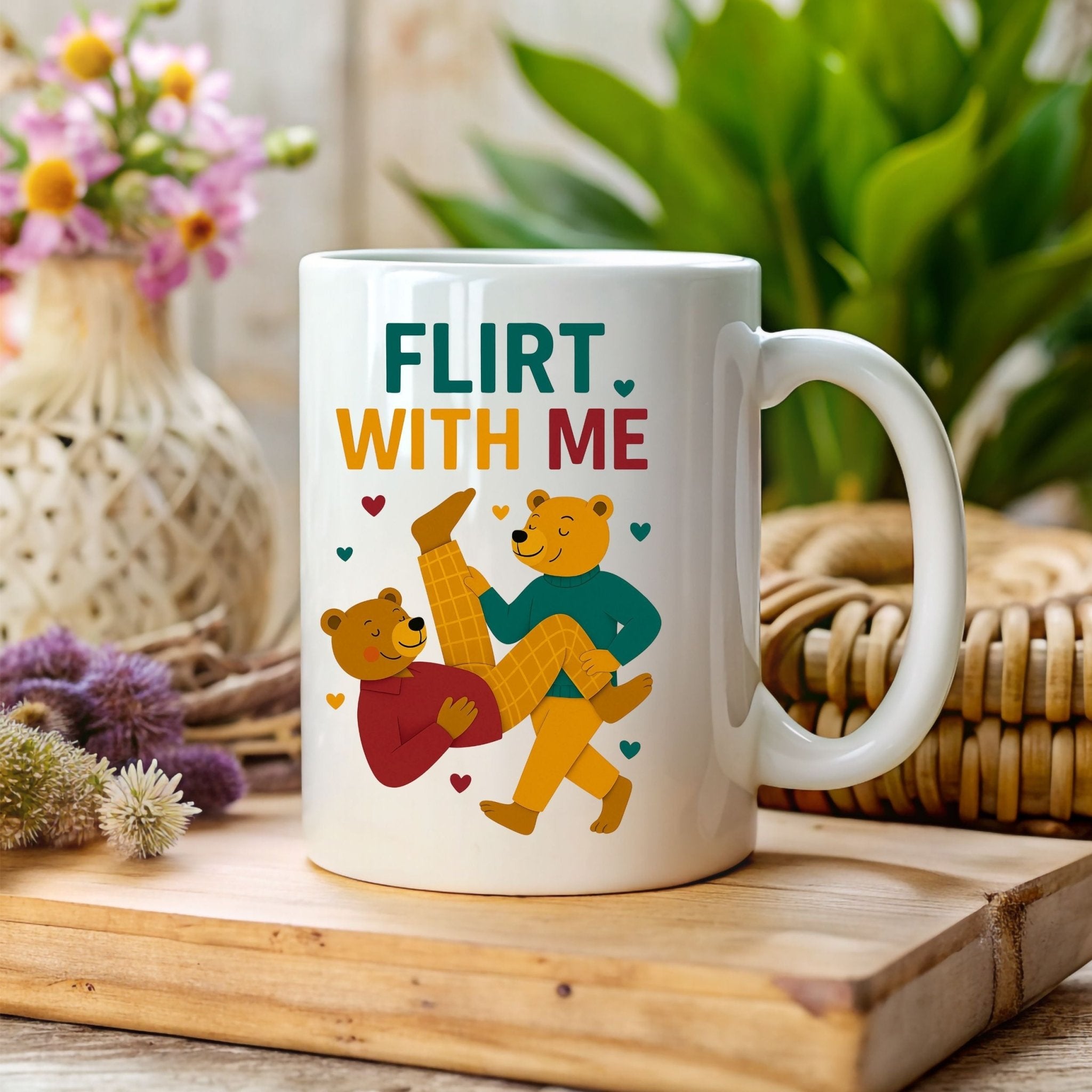 Gay Couple Bear Coffee Cup, Funny Cute LGBTQ Gift for Him, Playful Queer Romance Mug, Camp Pride Drinkware,Flirt With Me Mug - Craig Michael Design