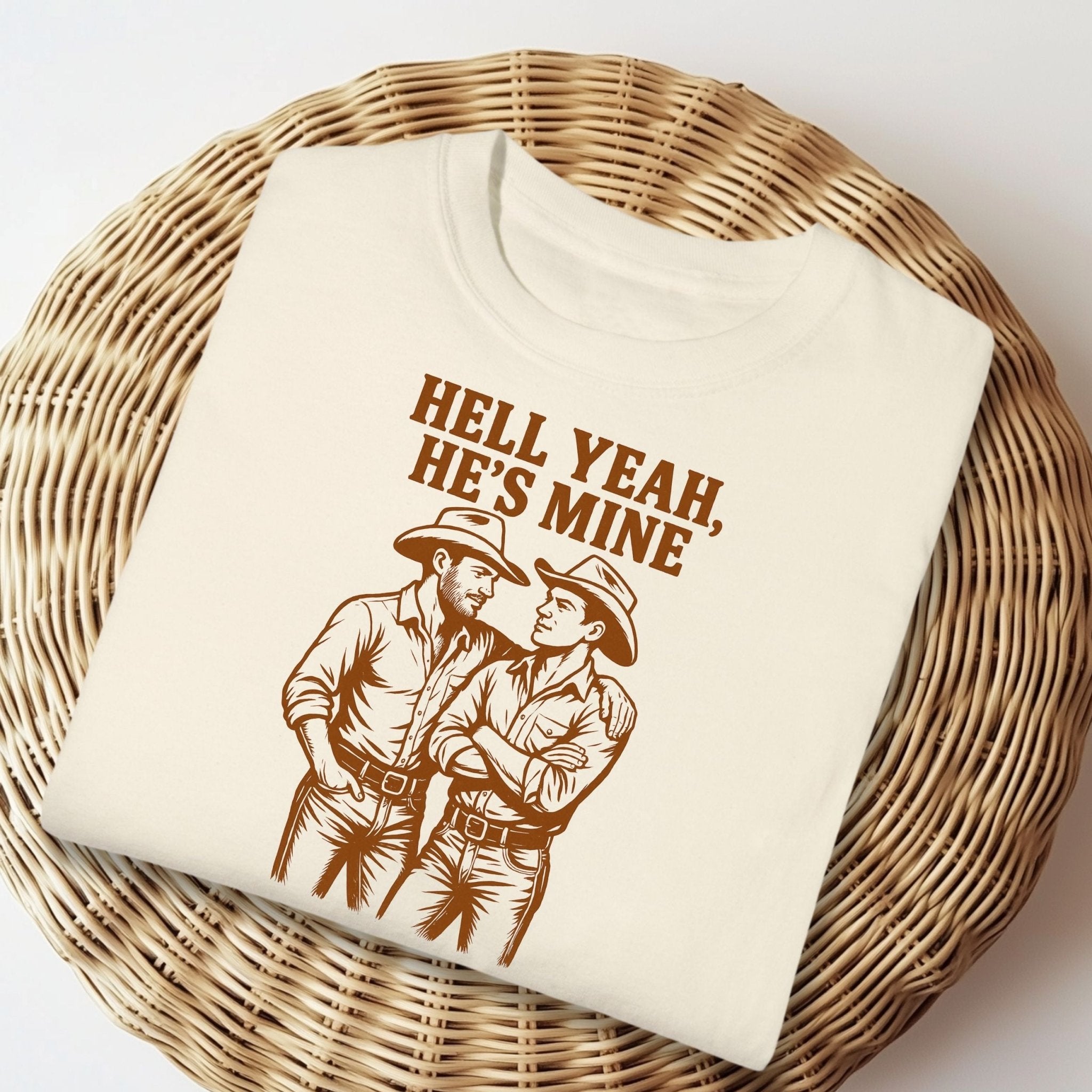 Gay Cowboy Shirt, Mlm Boyfriend Pride Tee, 'Hell Yeah, He's Mine' - Craig Michael Design