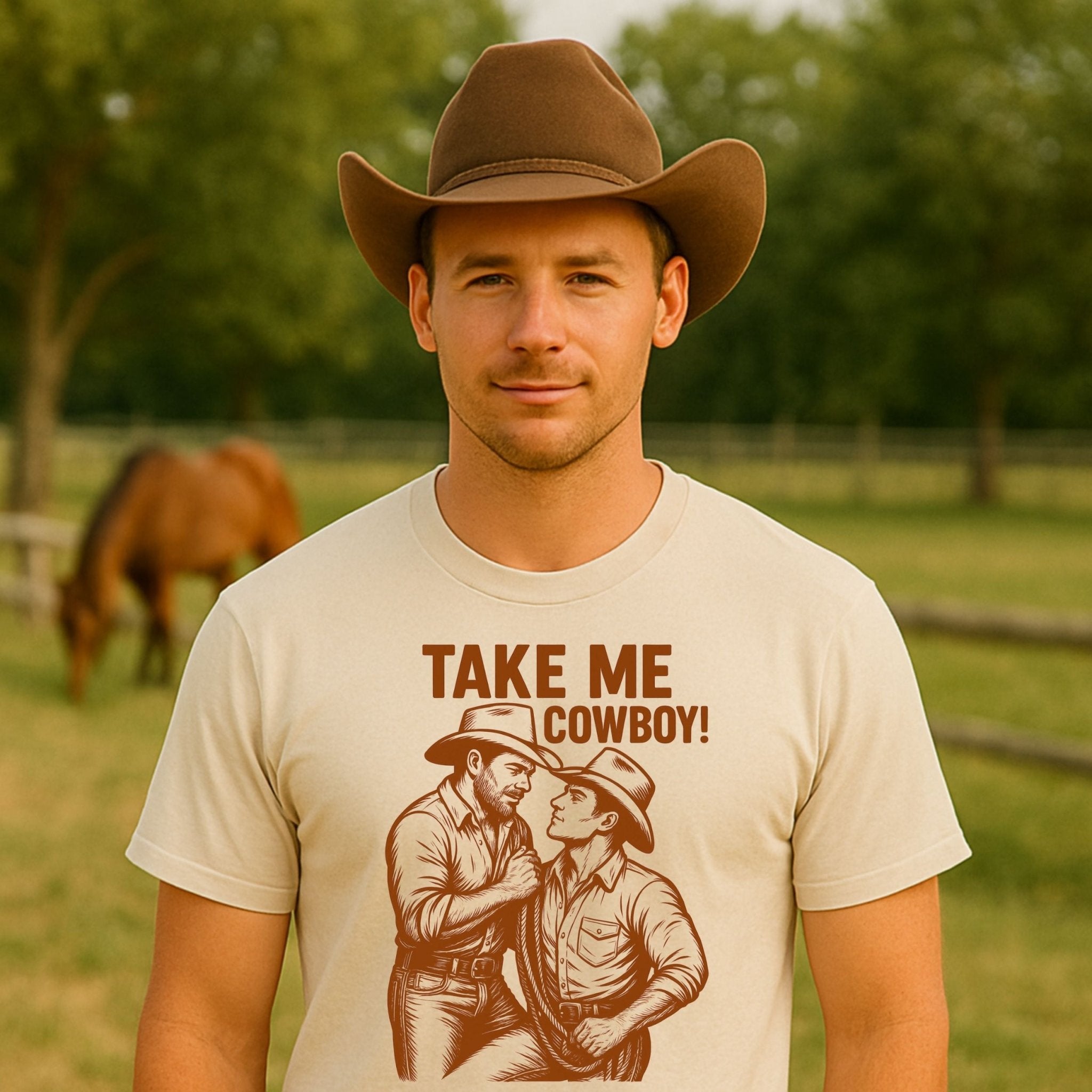 Gay Cowboy Shirt, Sexy Mlm Country Tee 'Take Me Cowboy' - Craig Michael Design