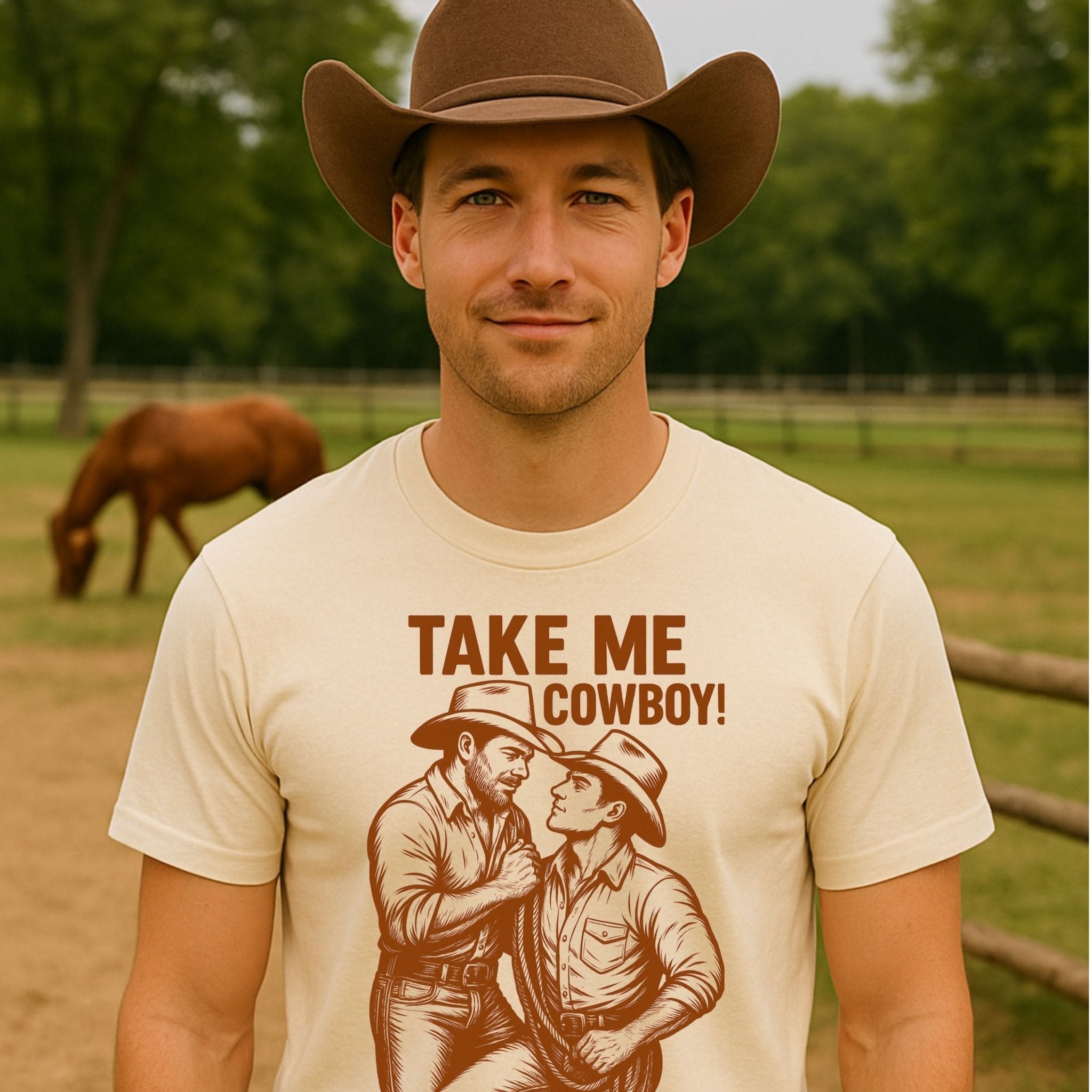 Gay Cowboy Shirt, Sexy Mlm Country Tee 'Take Me Cowboy' - Craig Michael Design