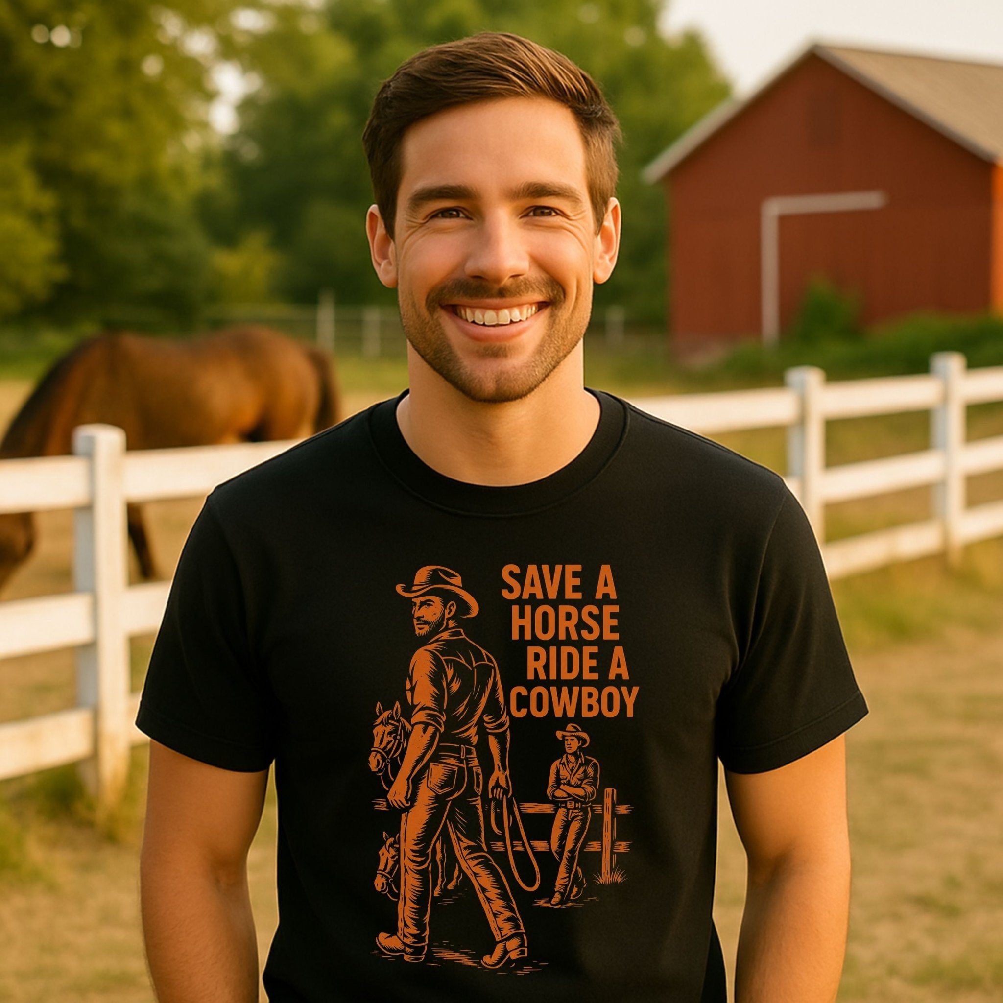 Gay Cowboy Shirt, Sexy Mlm Western Tee, 'Save a Horse Ride Cowboy Top' - Craig Michael Design