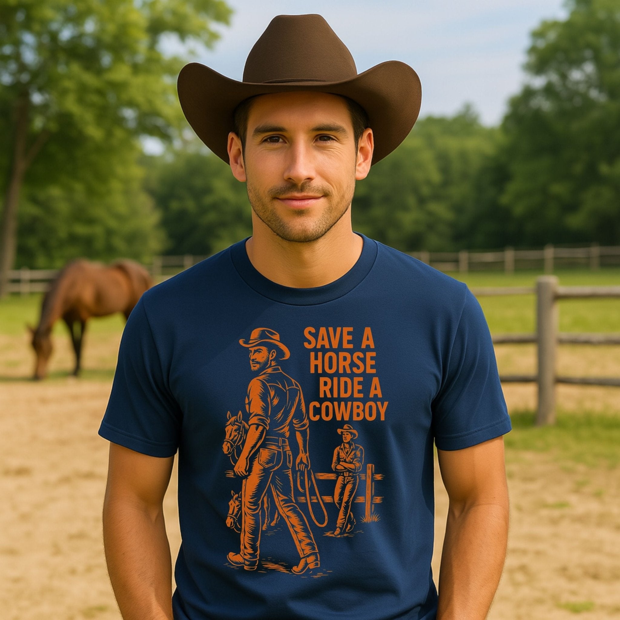 Gay Cowboy Shirt, Sexy Mlm Western Tee, 'Save a Horse Ride Cowboy Top' - Craig Michael Design