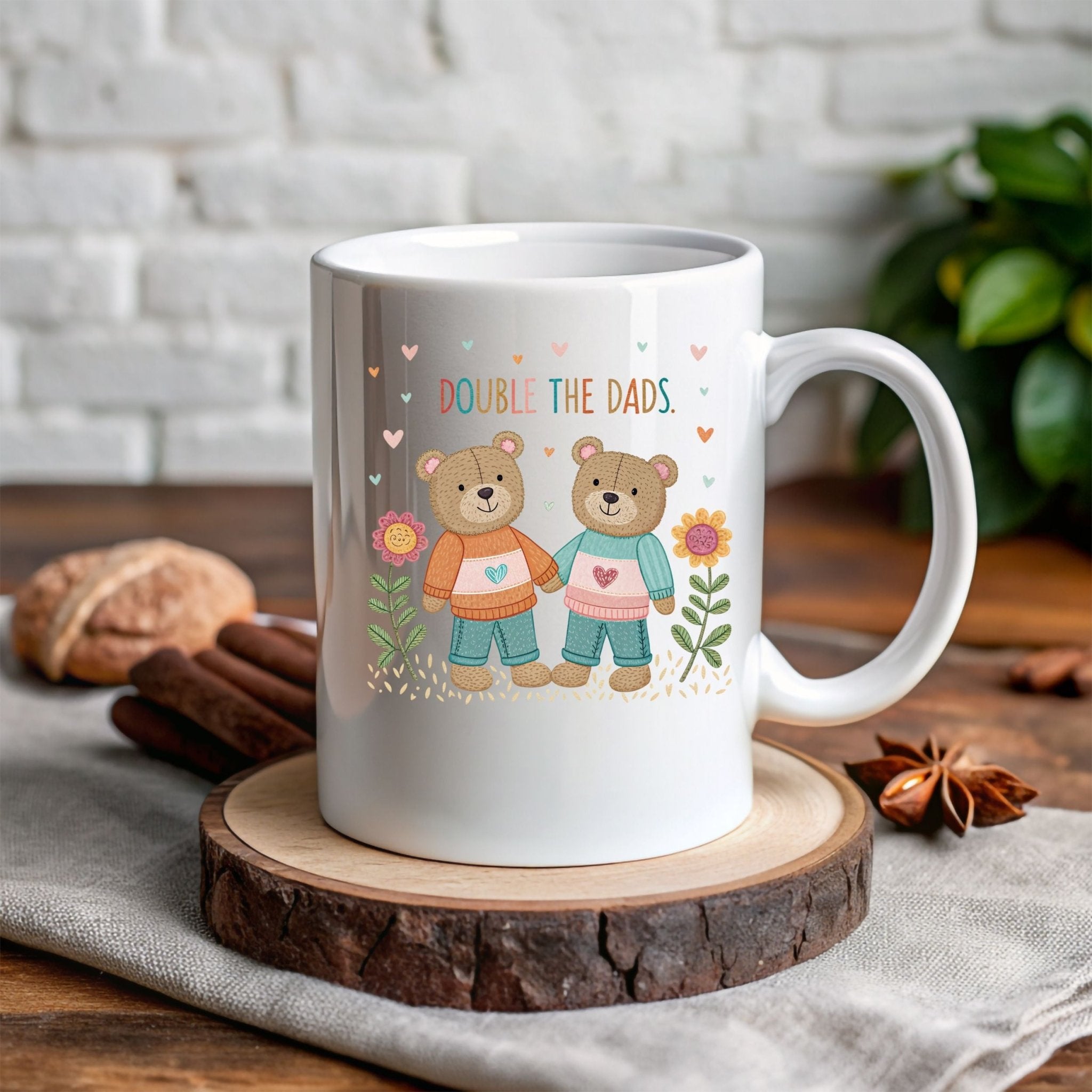 Gay Fathers Day Mug, Cute Two Dads 11 oz Ceramic Mug - Craig Michael Design