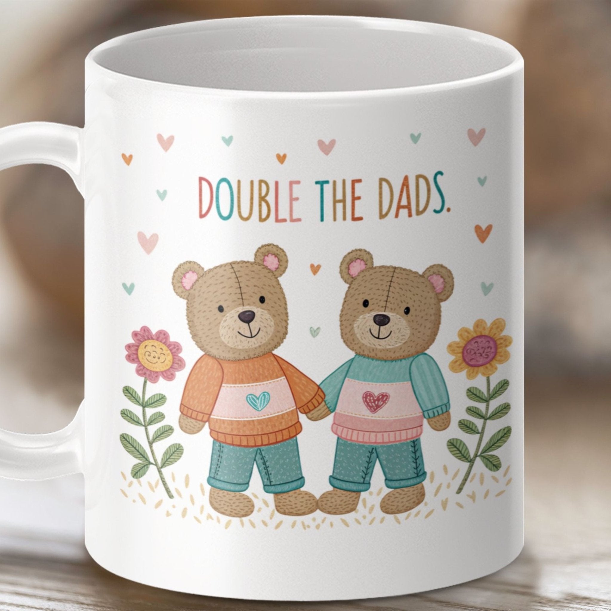 Gay Fathers Day Mug, Cute Two Dads 11 oz Ceramic Mug - Craig Michael Design