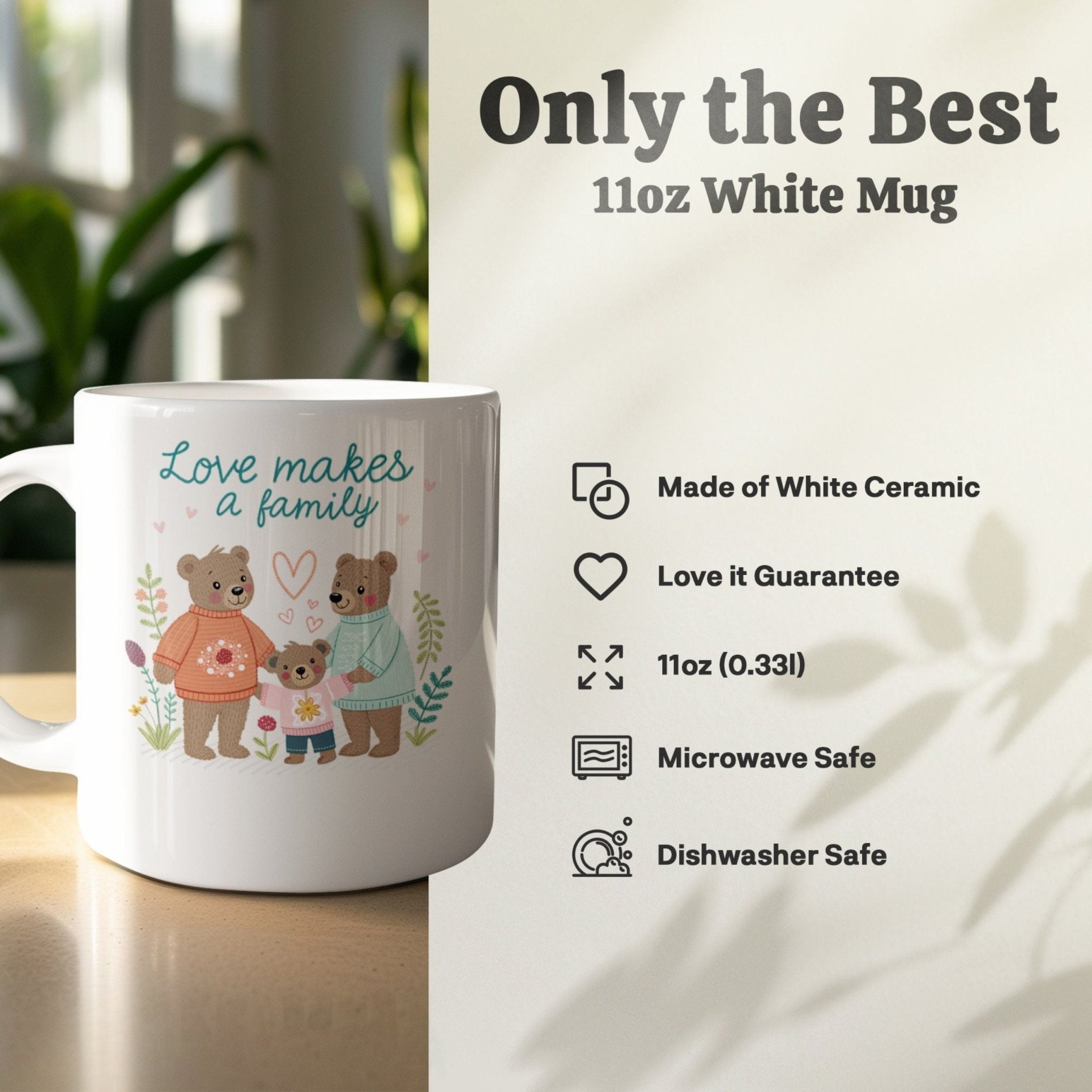 Gay Fathers Day Mug, Love Makes a Family Gift for Two Dads - Craig Michael Design