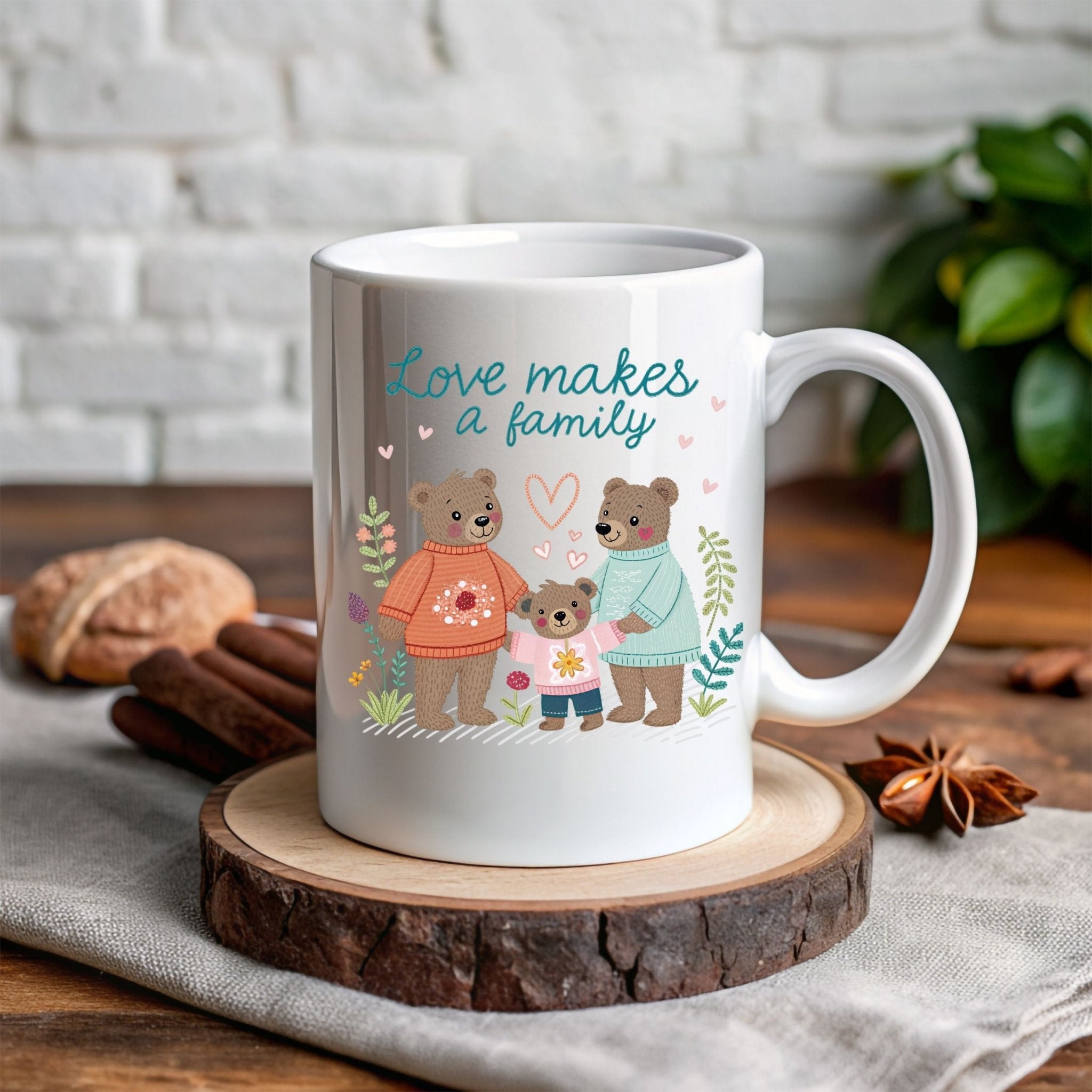 Gay Fathers Day Mug, Love Makes a Family Gift for Two Dads - Craig Michael Design