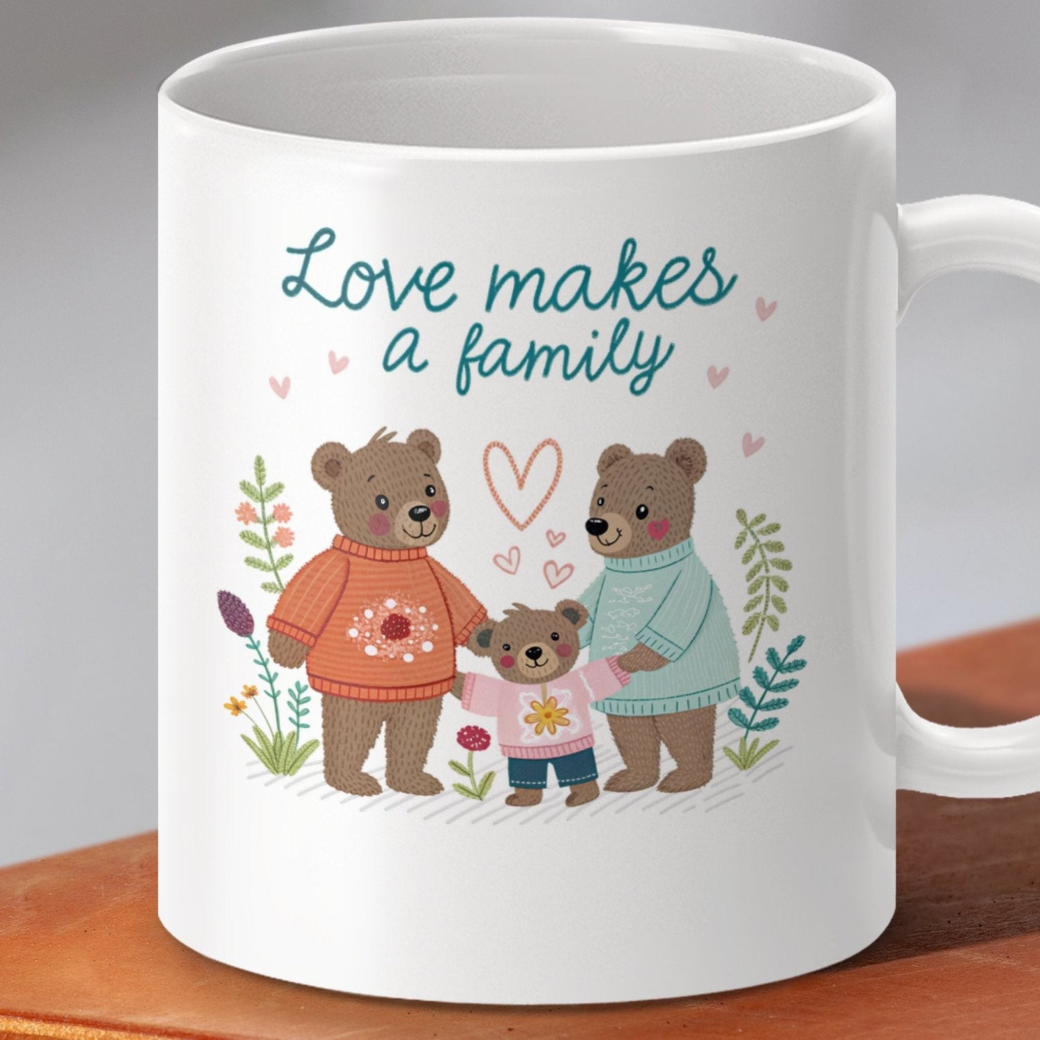 Gay Fathers Day Mug, Love Makes a Family Gift for Two Dads - Craig Michael Design
