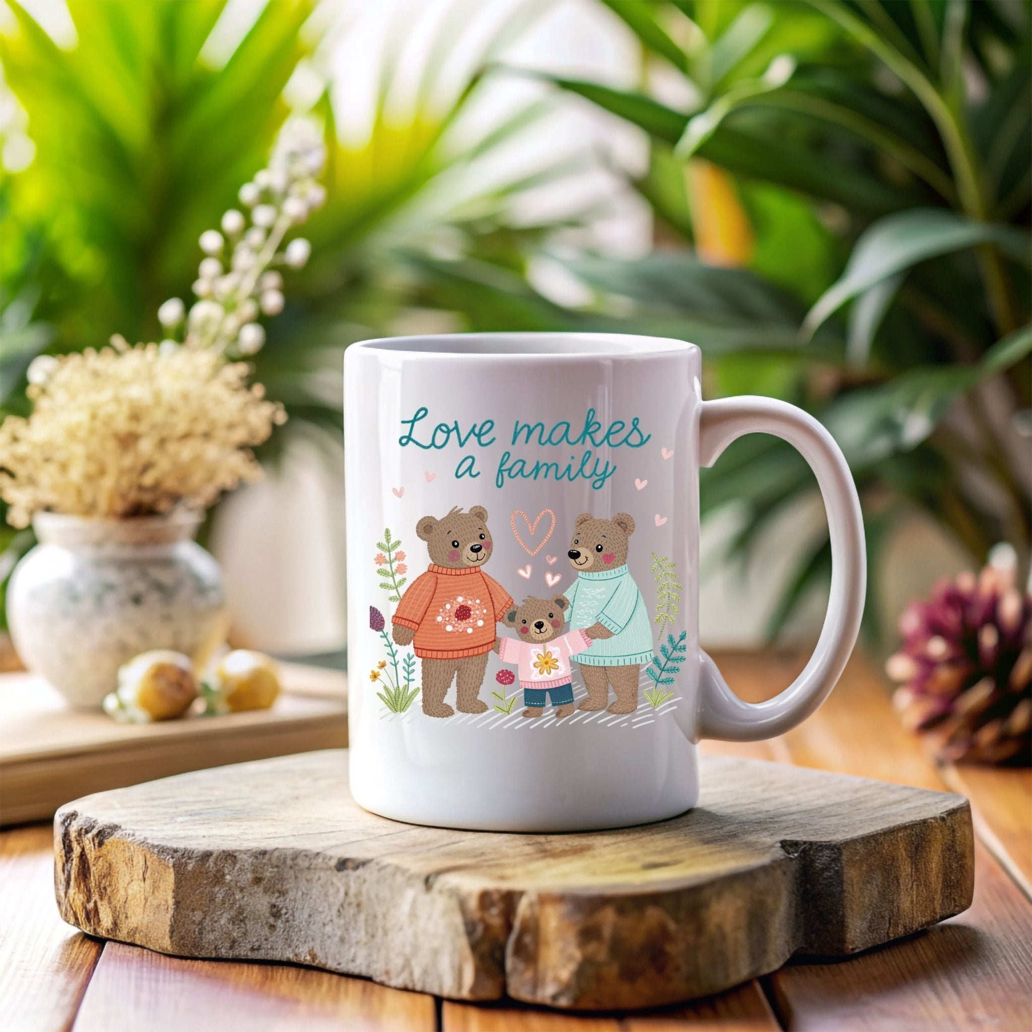Gay Fathers Day Mug, Love Makes a Family Gift for Two Dads - Craig Michael Design
