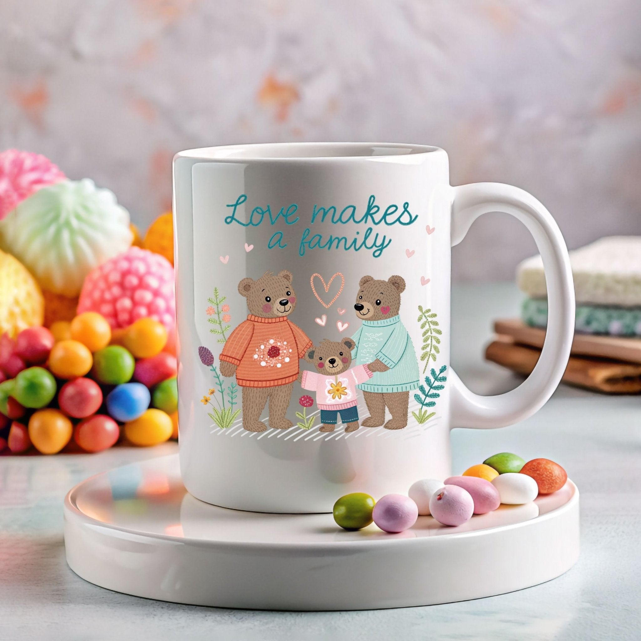 Gay Fathers Day Mug, Love Makes a Family Gift for Two Dads - Craig Michael Design