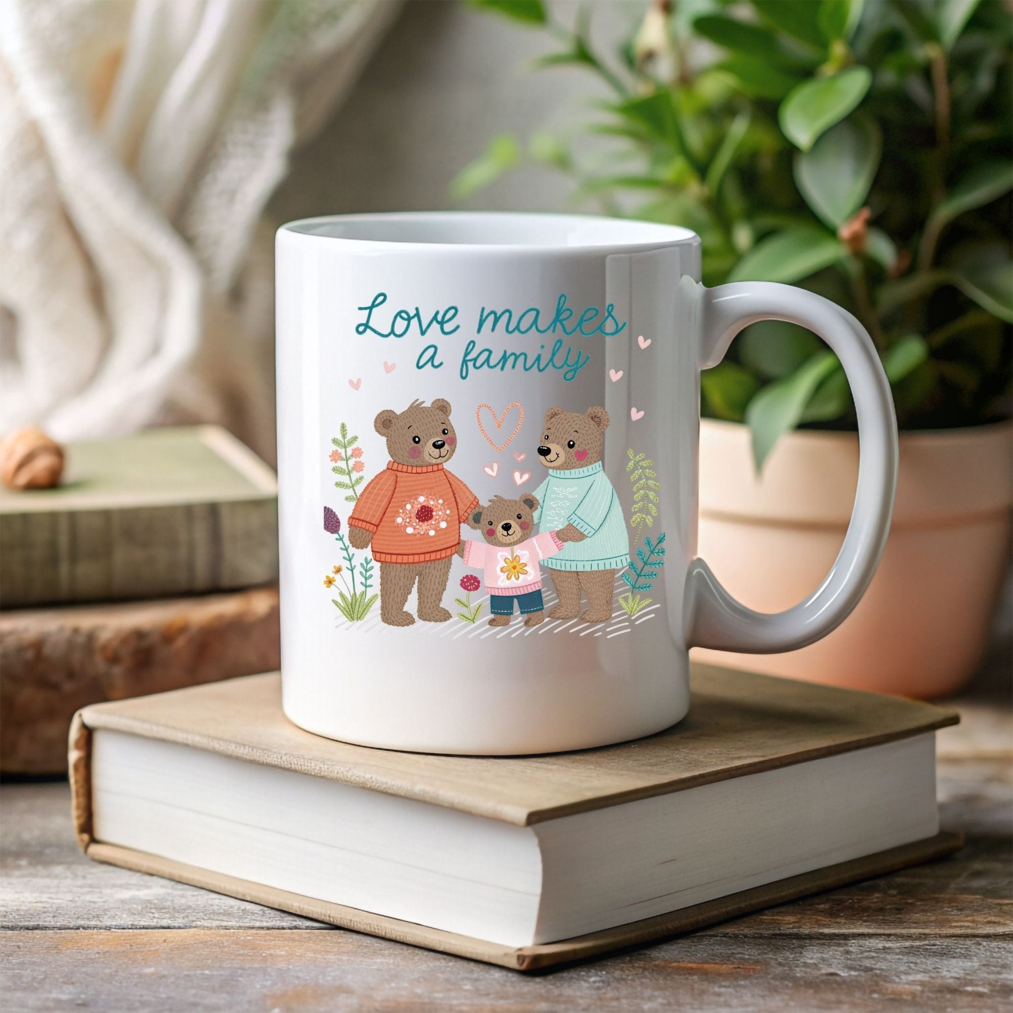 Gay Fathers Day Mug, Love Makes a Family Gift for Two Dads - Craig Michael Design