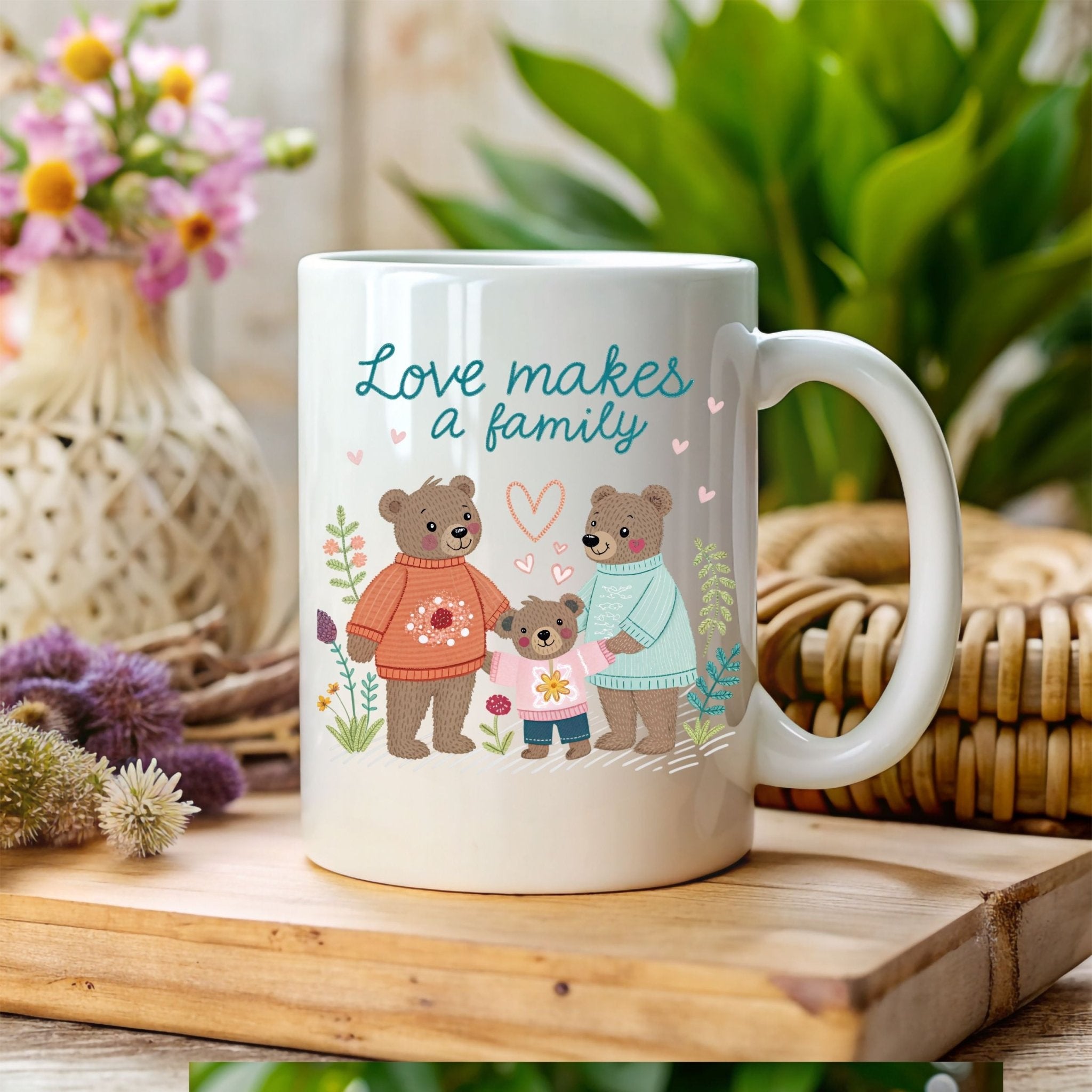 Gay Fathers Day Mug, Love Makes a Family Gift for Two Dads - Craig Michael Design
