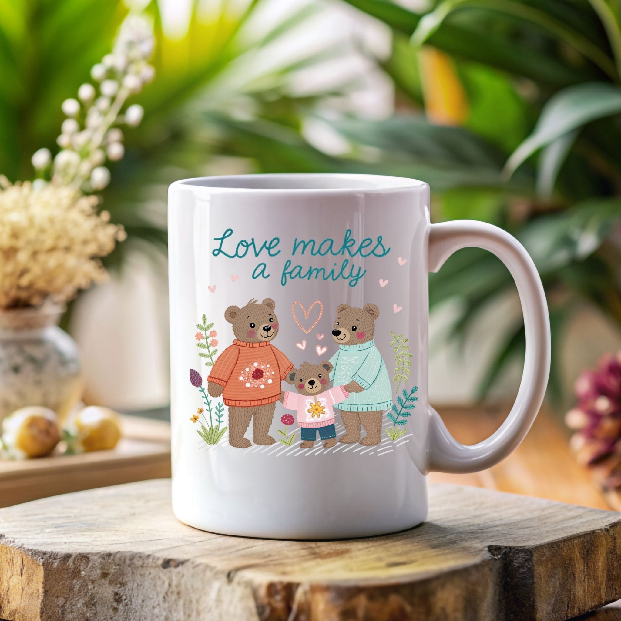 Gay Fathers Day Mug, Love Makes a Family Gift for Two Dads - Craig Michael Design