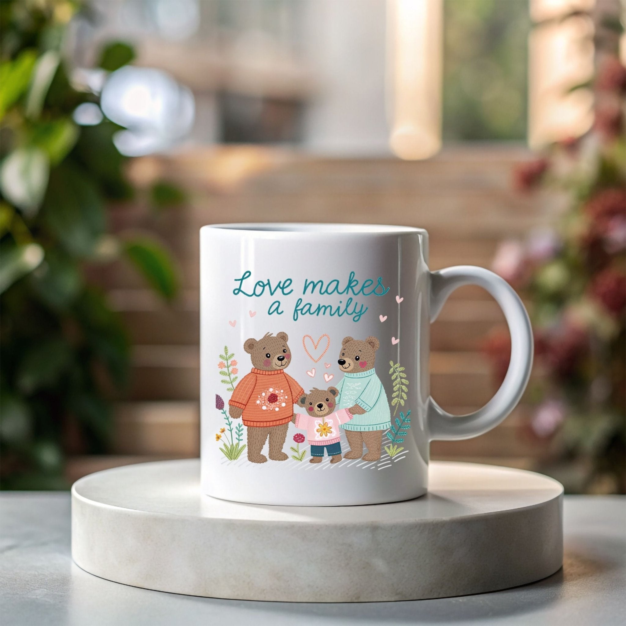 Gay Fathers Day Mug, Love Makes a Family Gift for Two Dads - Craig Michael Design
