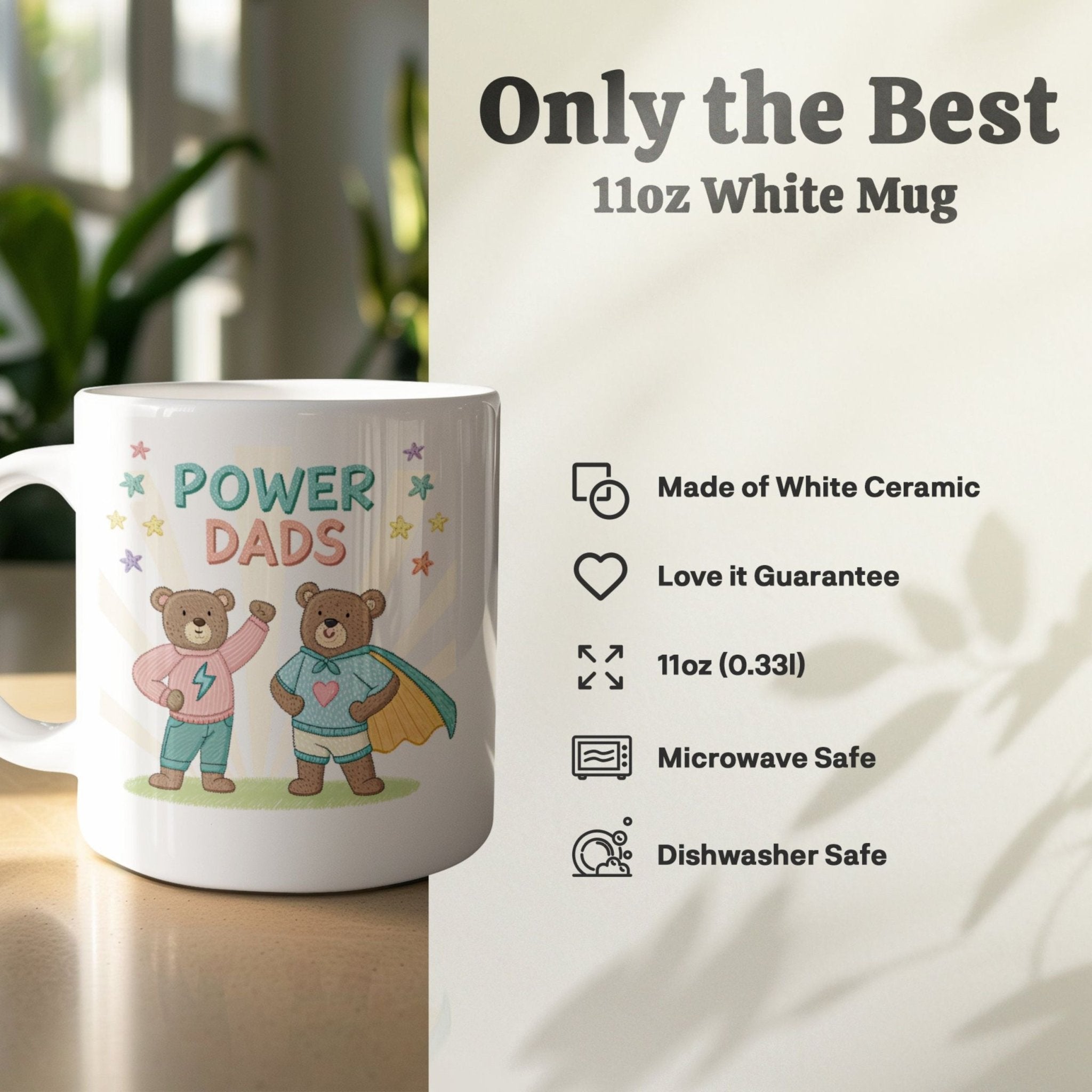 Gay Fathers Day Mug, Power Dads 11 oz Ceramic Mug - Craig Michael Design