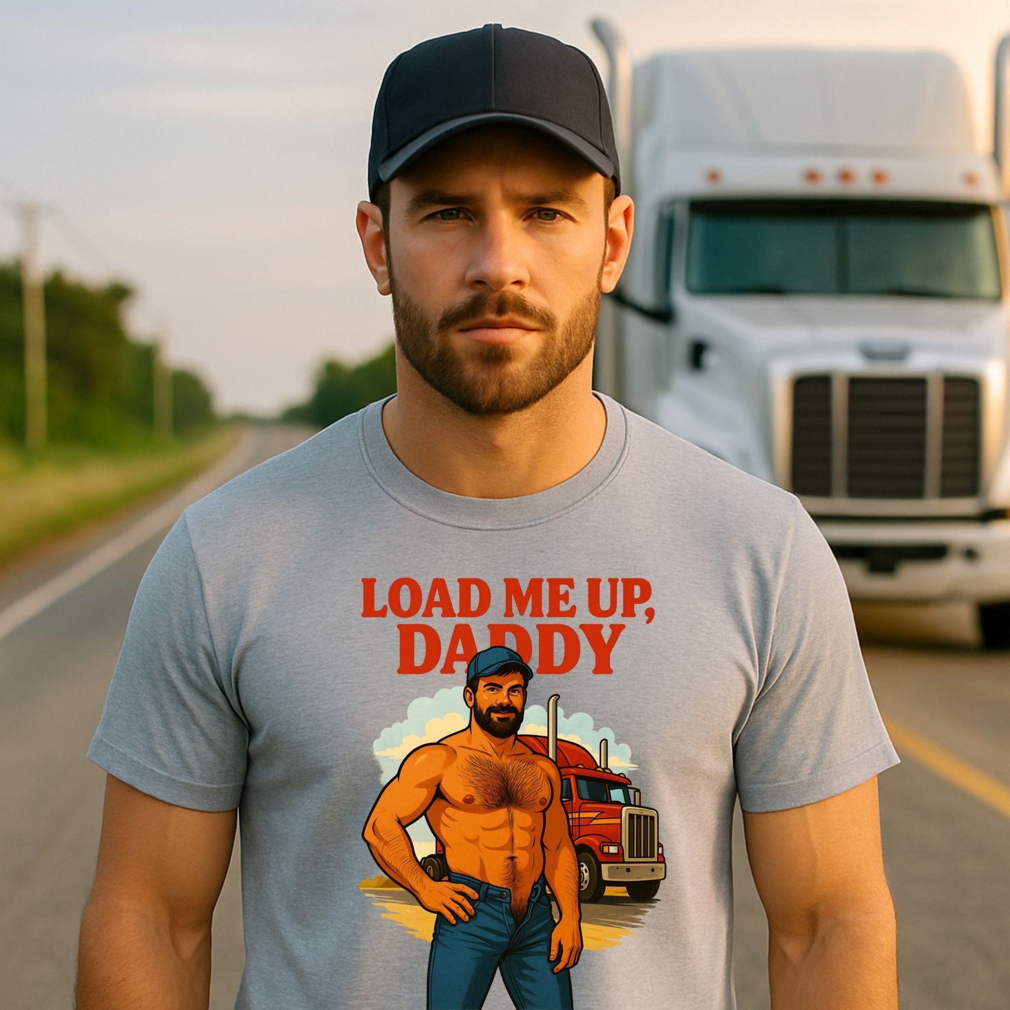 Gay Trucker Shirt — Sexy Daddy Load Tee for Him, Muscle Cab Fantasy Top, Load Me Up Daddy T-Shirt - Craig Michael Design