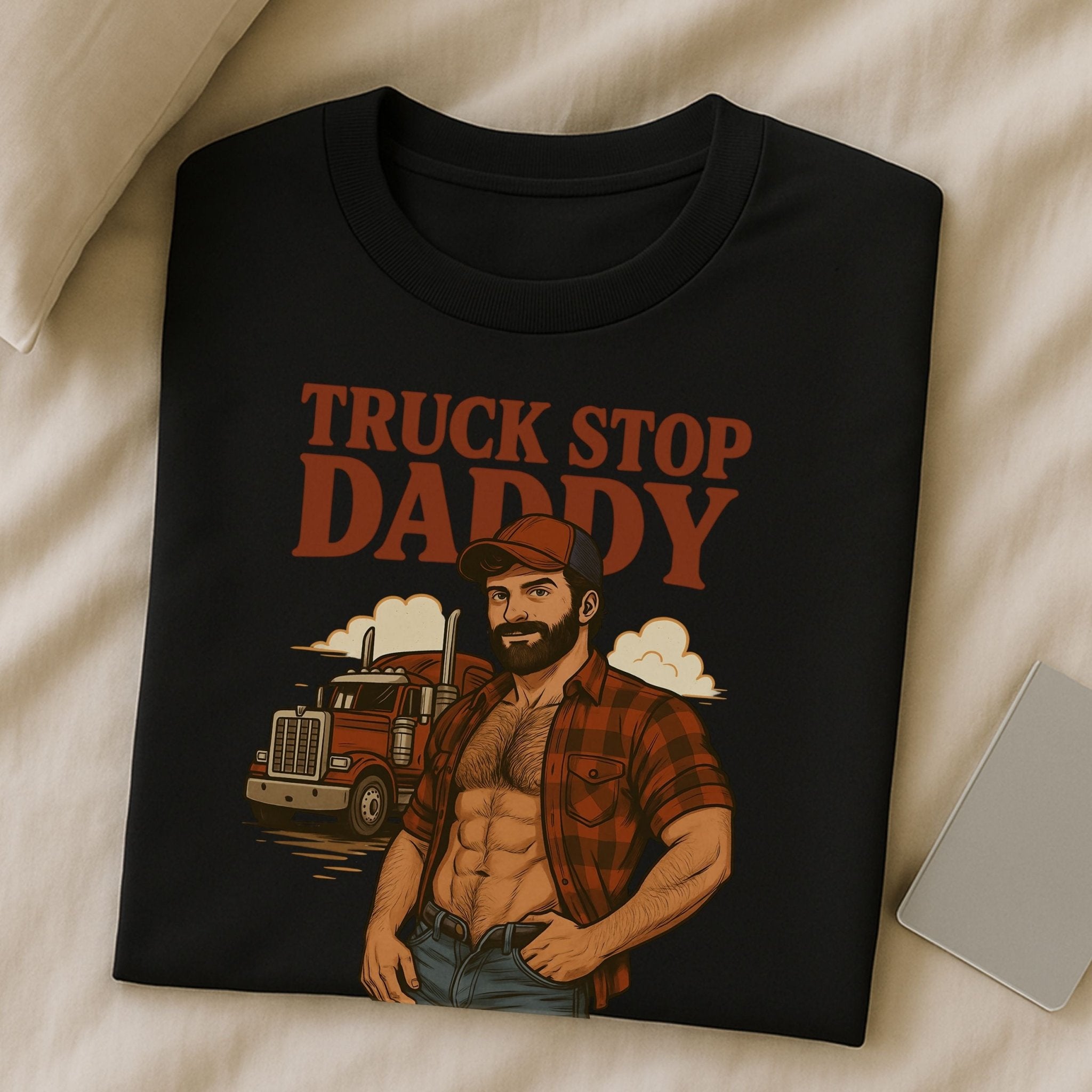 Gay Trucker T-Shirt, Muscle Daddy Top for Him, Sexy Roadside Fetish Tee, Truck Stop Daddy Shirt - Craig Michael Design