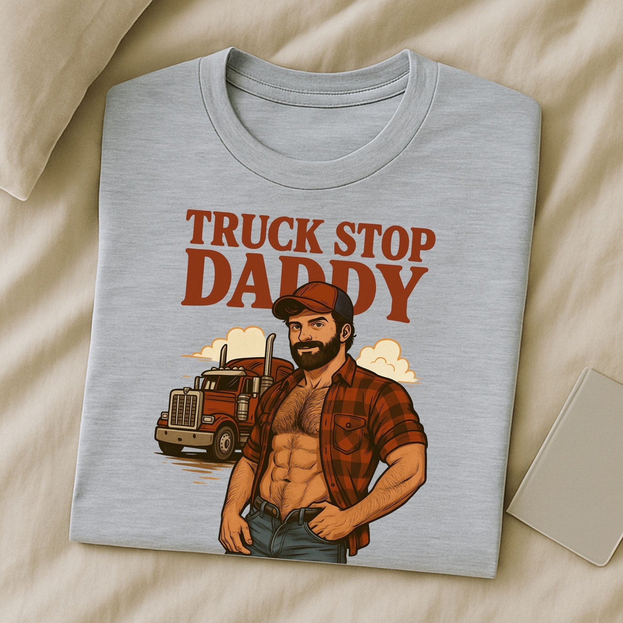 Gay Trucker T-Shirt, Muscle Daddy Top for Him, Sexy Roadside Fetish Tee, Truck Stop Daddy Shirt - Craig Michael Design