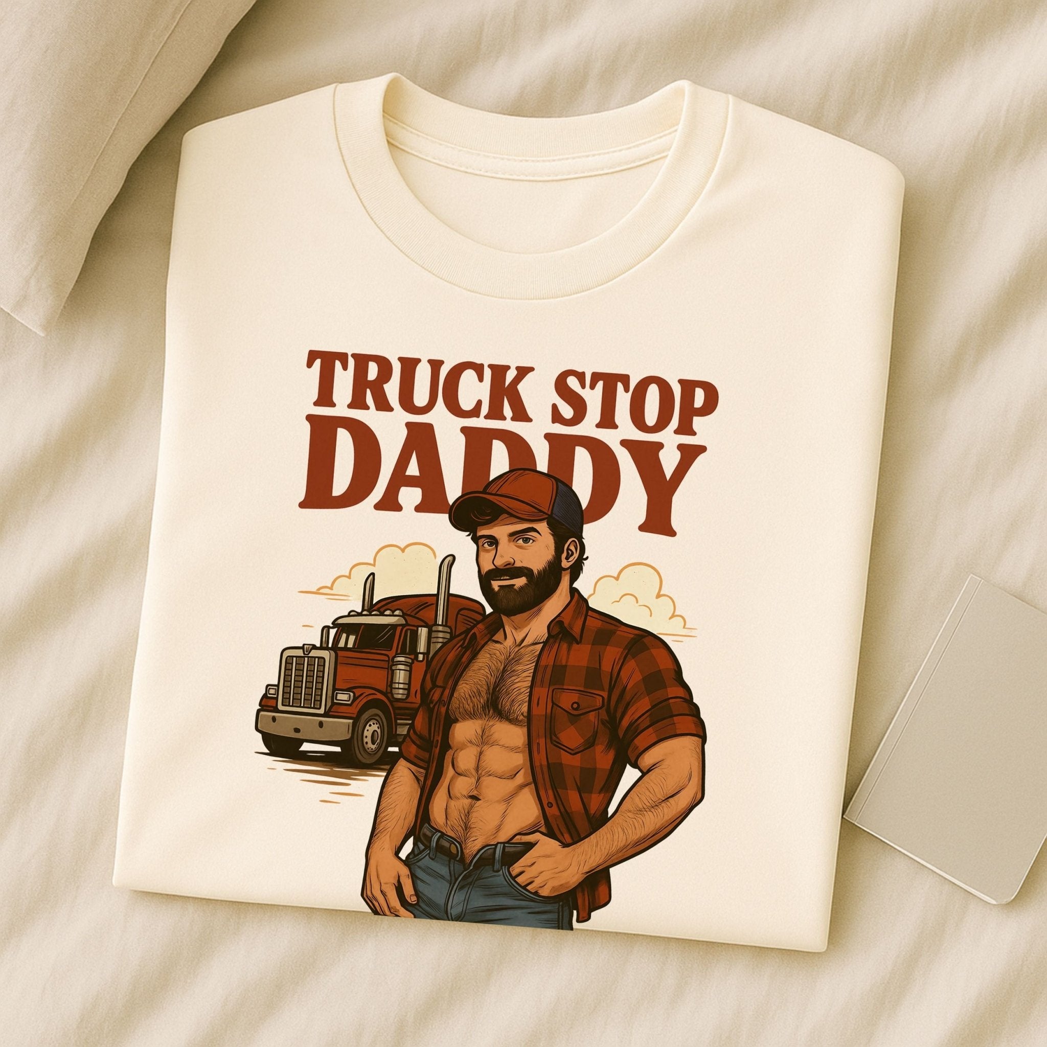 Gay Trucker T-Shirt, Muscle Daddy Top for Him, Sexy Roadside Fetish Tee, Truck Stop Daddy Shirt - Craig Michael Design