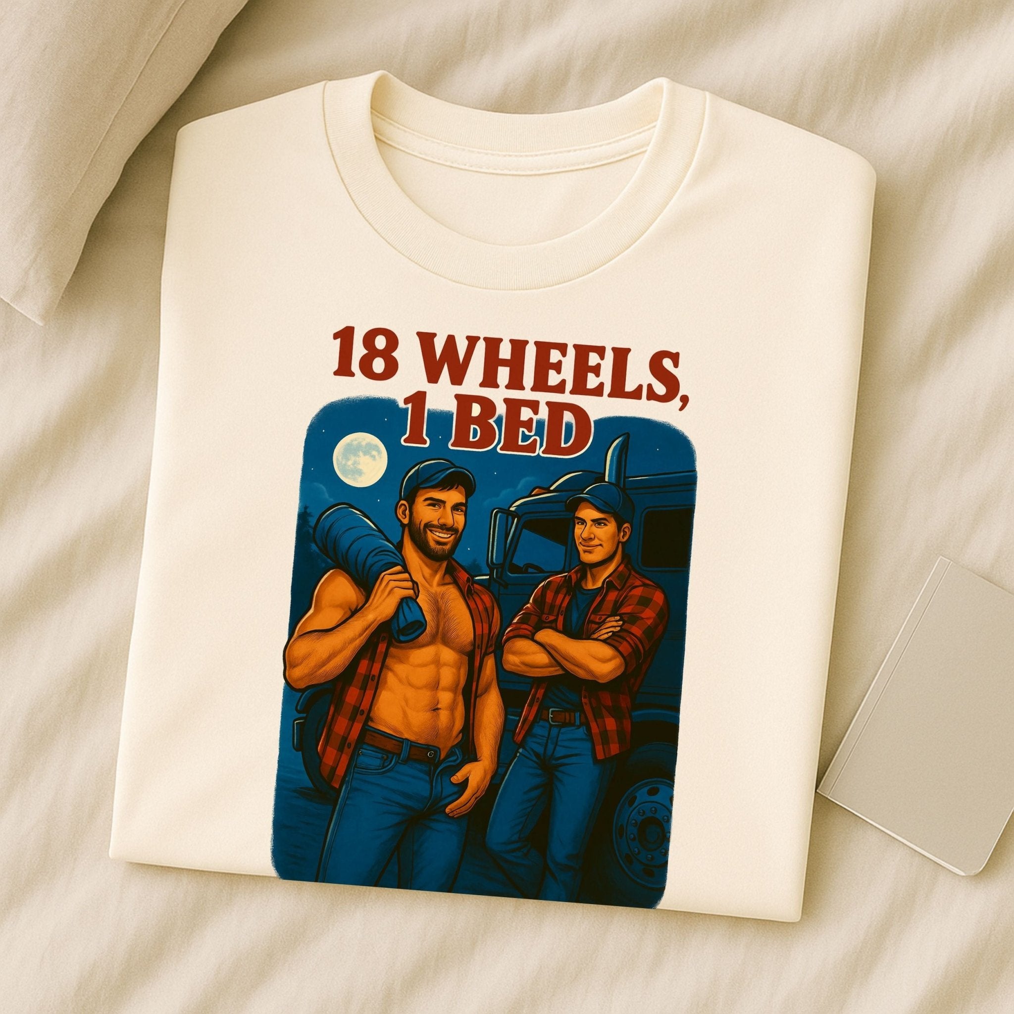 Gay Trucker T-Shirt — Sultry Roadside Motel Tee, Bold Daddy Fetish Top, 18 Wheels 1 Bed - Craig Michael Design