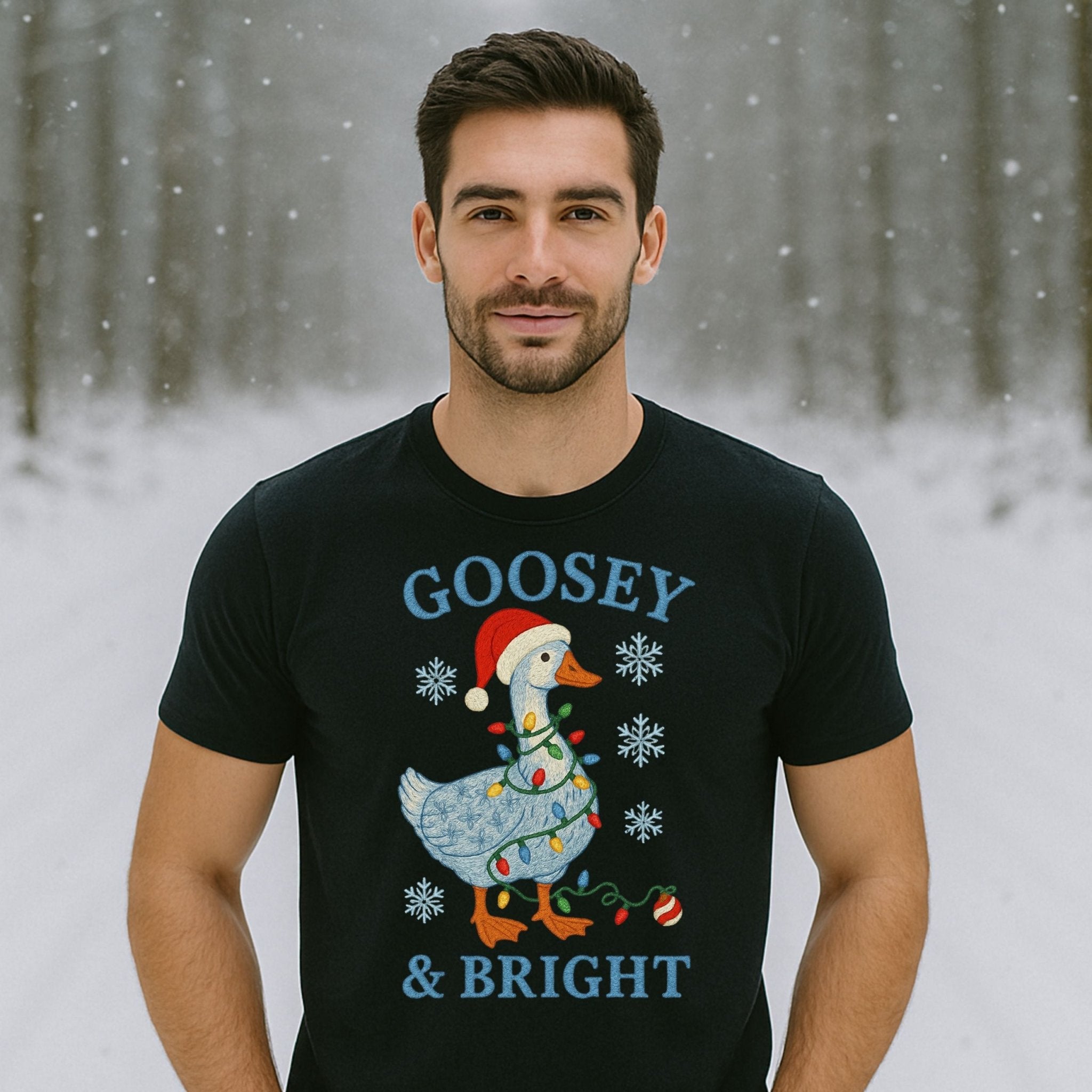 Goosey and Bright Christmas T-Shirt, Funny Holiday Goose Tee - Craig Michael Design