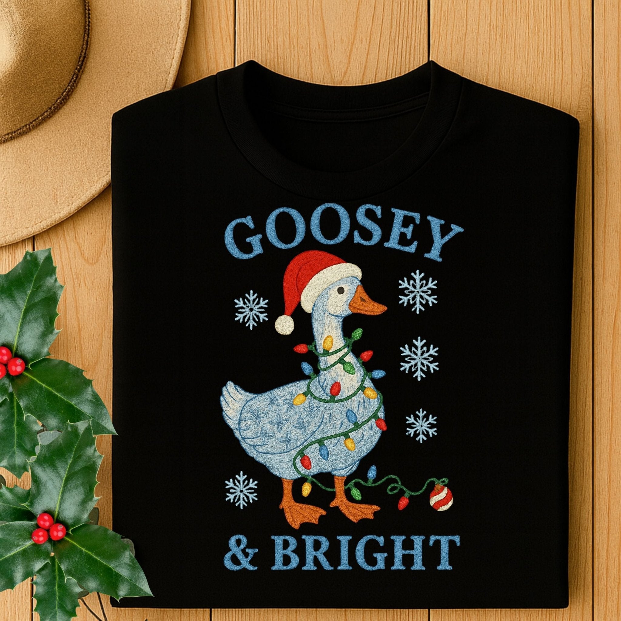 Goosey and Bright Christmas T-Shirt, Funny Holiday Goose Tee - Craig Michael Design