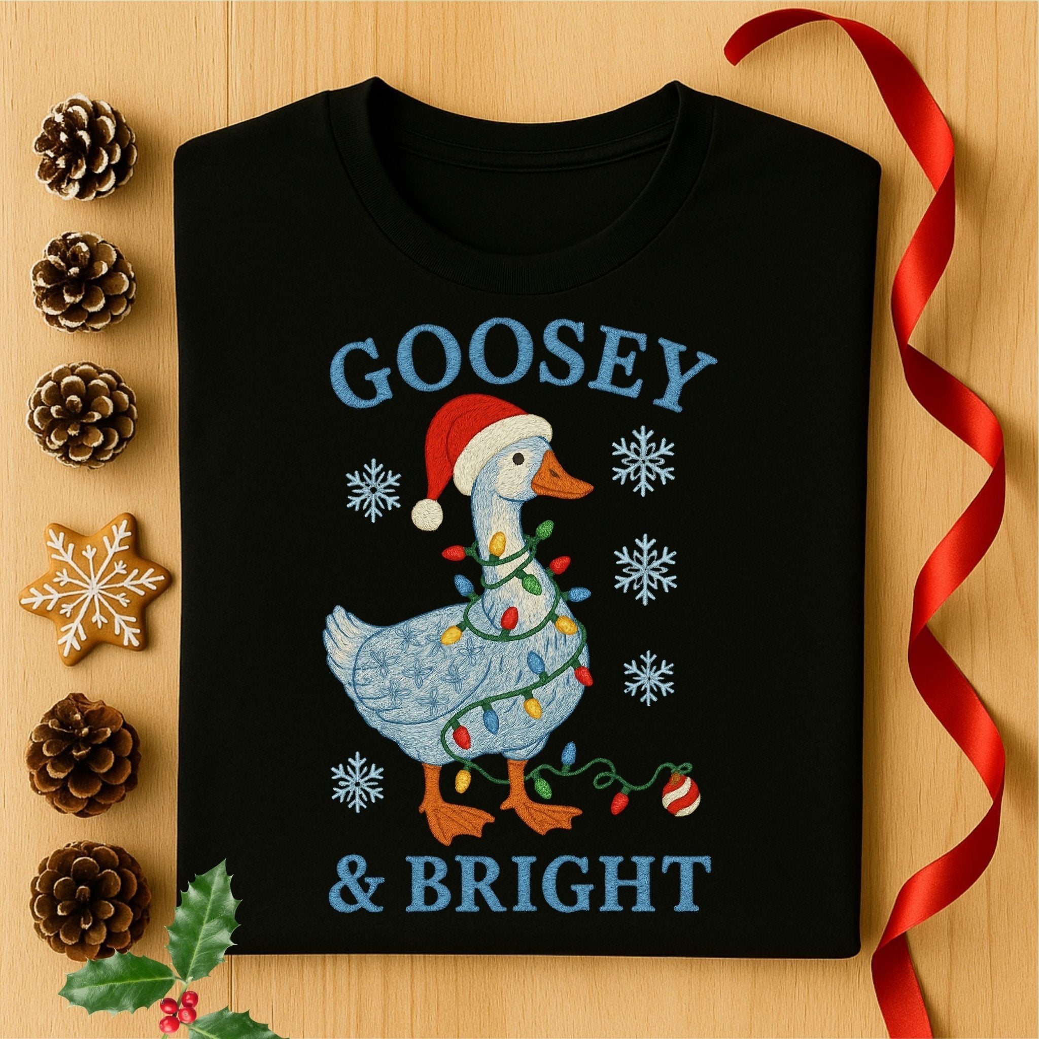 Goosey and Bright Christmas T-Shirt, Funny Holiday Goose Tee - Craig Michael Design