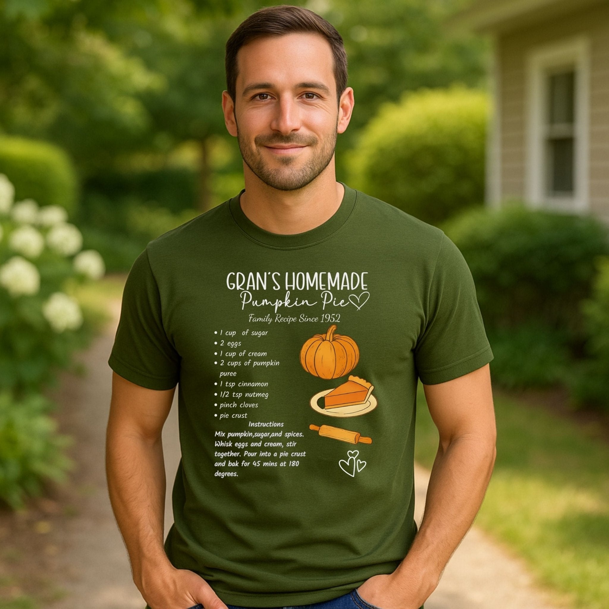 Gran’s Homemade Pumpkin Pie Shirt, Chalkboard Recipe Card T-Shirt - Craig Michael Design