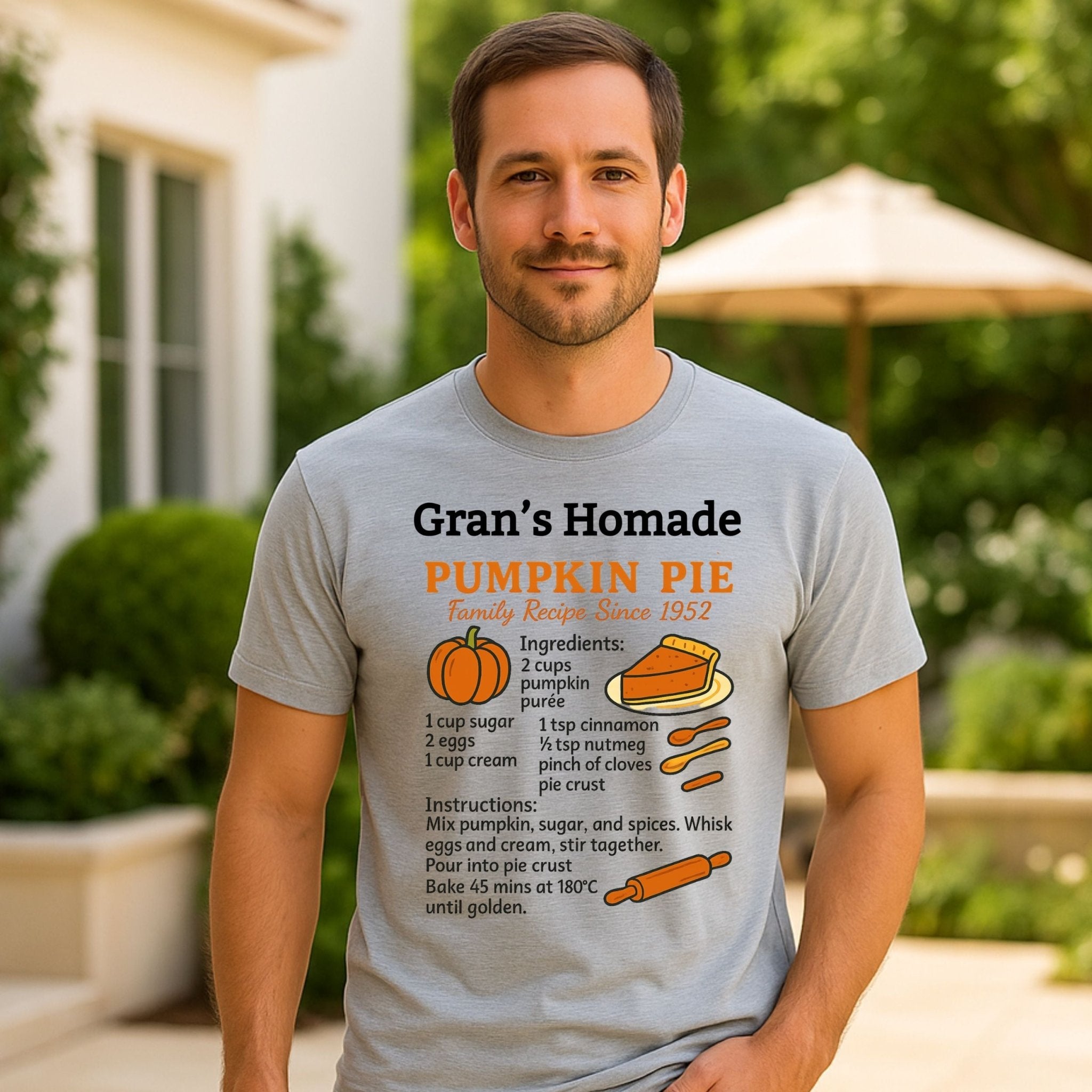 Gran’s Homemade Pumpkin Pie Tee, Vintage Recipe Card T-Shirt - Craig Michael Design