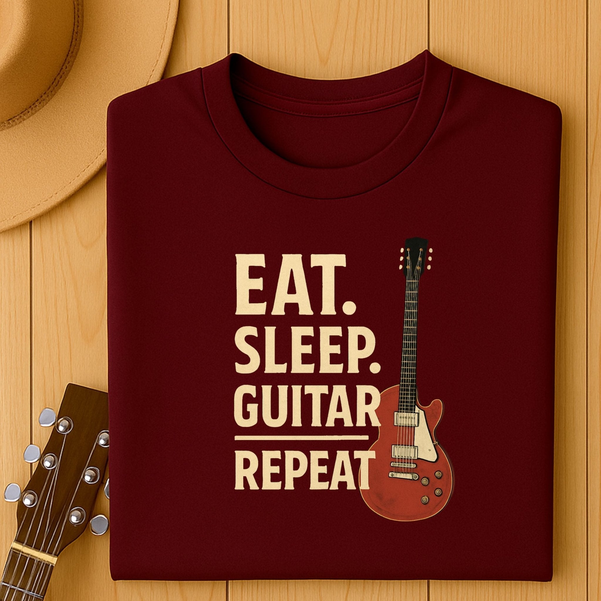 Guitar Lover T-Shirt, Eat Sleep Guitar Repeat Tee, Funny Musician Shirt for Men & Women, Guitarist & Music Student Gift Top - Craig Michael Design
