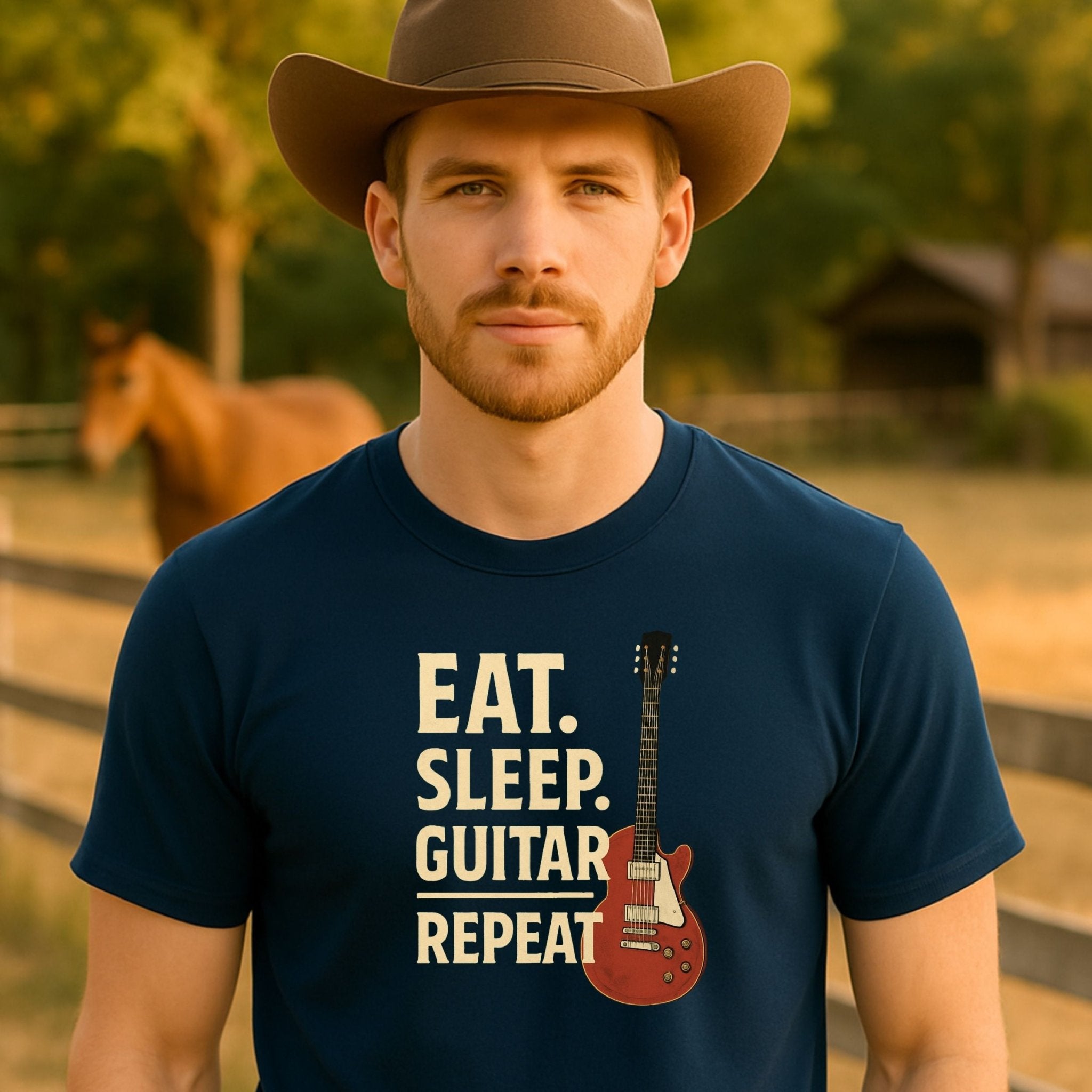 Guitar Lover T-Shirt, Eat Sleep Guitar Repeat Tee, Funny Musician Shirt for Men & Women, Guitarist & Music Student Gift Top - Craig Michael Design