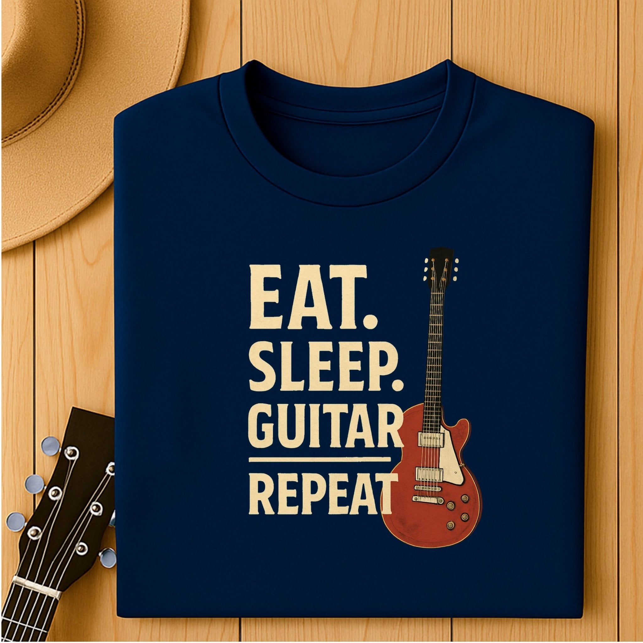 Guitar Lover T-Shirt, Eat Sleep Guitar Repeat Tee, Funny Musician Shirt for Men & Women, Guitarist & Music Student Gift Top - Craig Michael Design