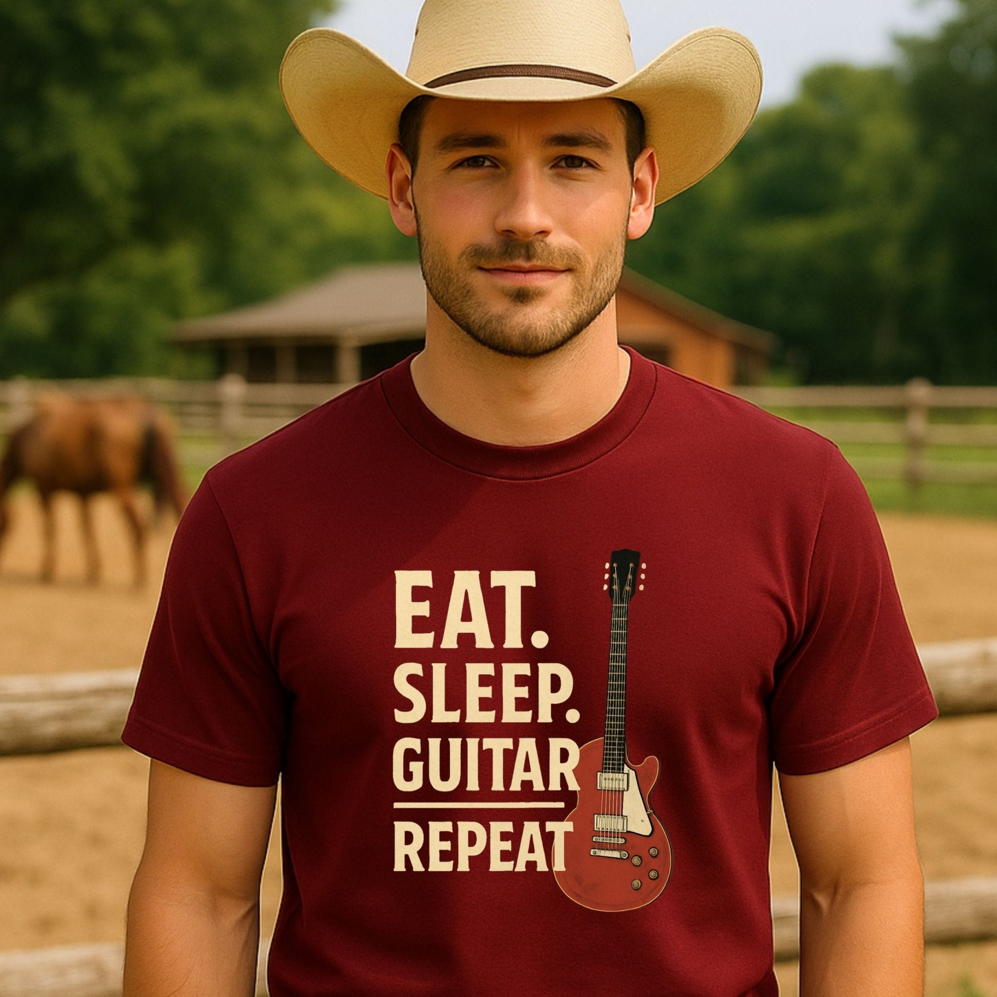 Guitar Lover T-Shirt, Eat Sleep Guitar Repeat Tee, Funny Musician Shirt for Men & Women, Guitarist & Music Student Gift Top - Craig Michael Design