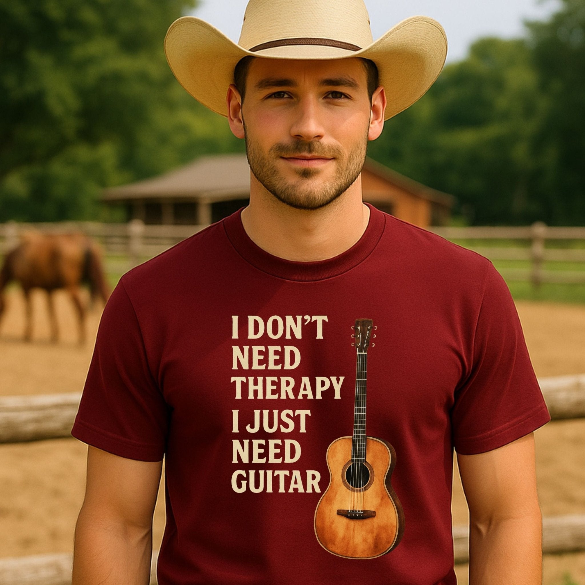 Guitar Lover T-Shirt, Funny Musician Tee for Men & Women, I Don’t Need Therapy I Just Need Guitar Shirt, Music Student & Guitarist Gif - Craig Michael Design