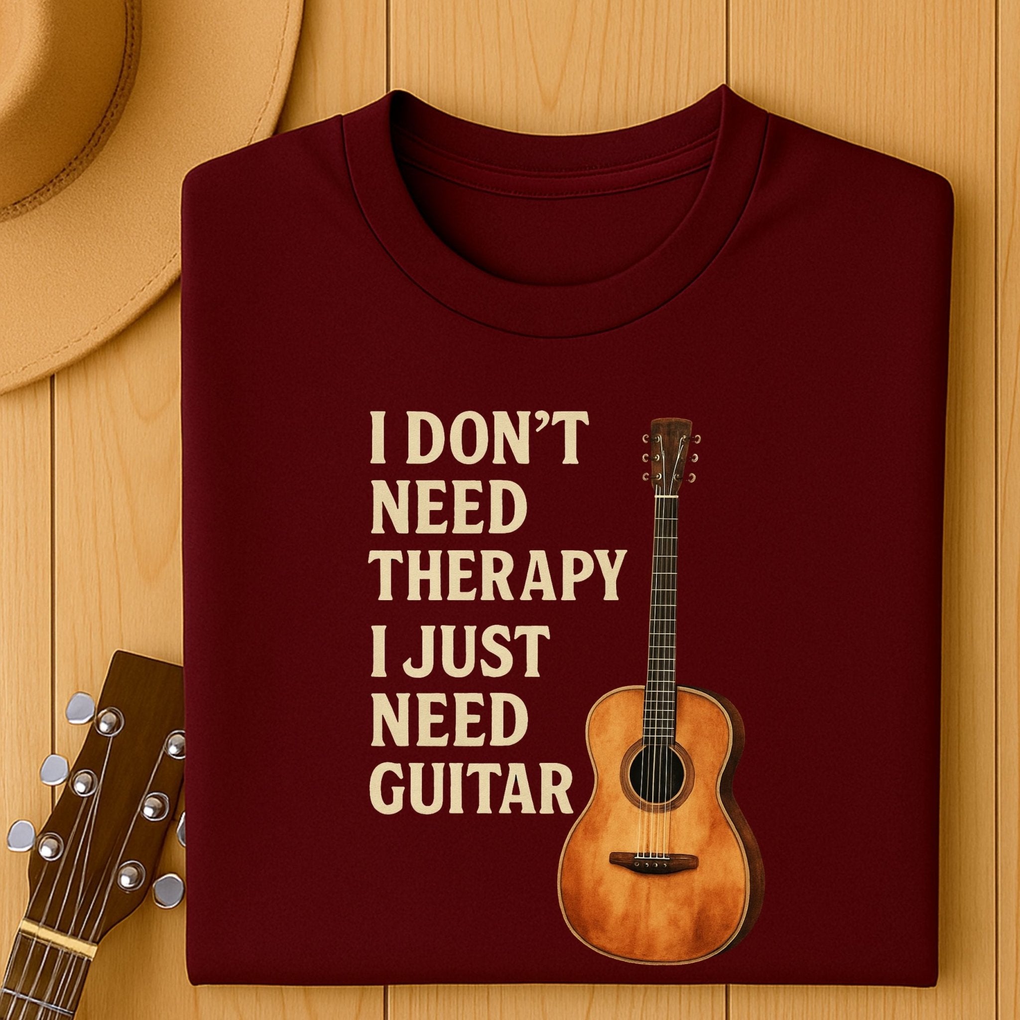 Guitar Lover T-Shirt, Funny Musician Tee for Men & Women, I Don’t Need Therapy I Just Need Guitar Shirt, Music Student & Guitarist Gif - Craig Michael Design