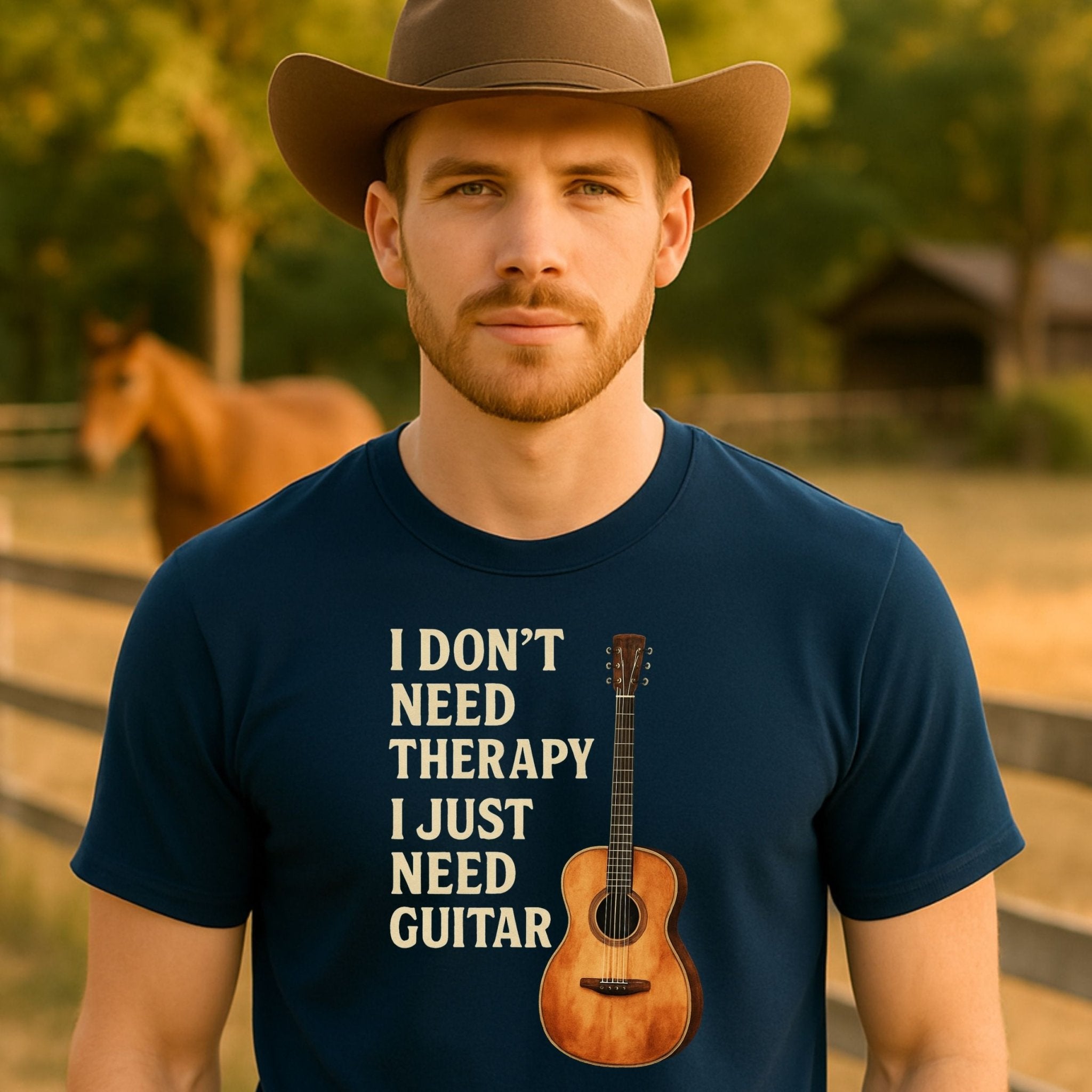 Guitar Lover T-Shirt, Funny Musician Tee for Men & Women, I Don’t Need Therapy I Just Need Guitar Shirt, Music Student & Guitarist Gif - Craig Michael Design