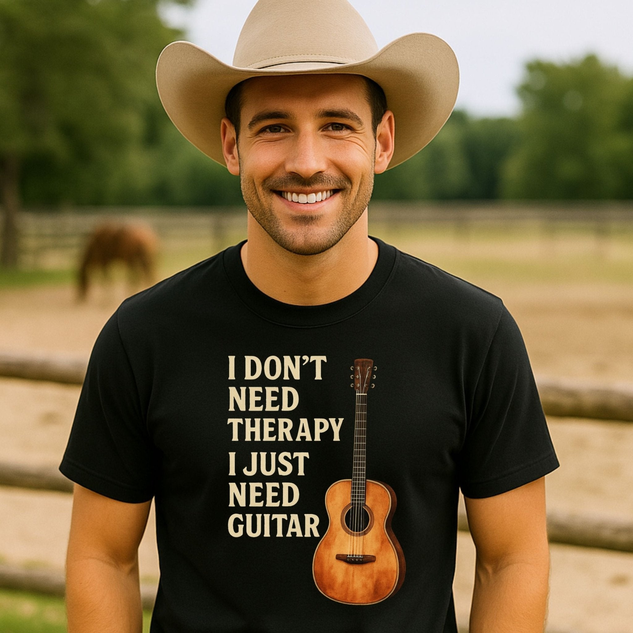 Guitar Lover T-Shirt, Funny Musician Tee for Men & Women, I Don’t Need Therapy I Just Need Guitar Shirt, Music Student & Guitarist Gif - Craig Michael Design