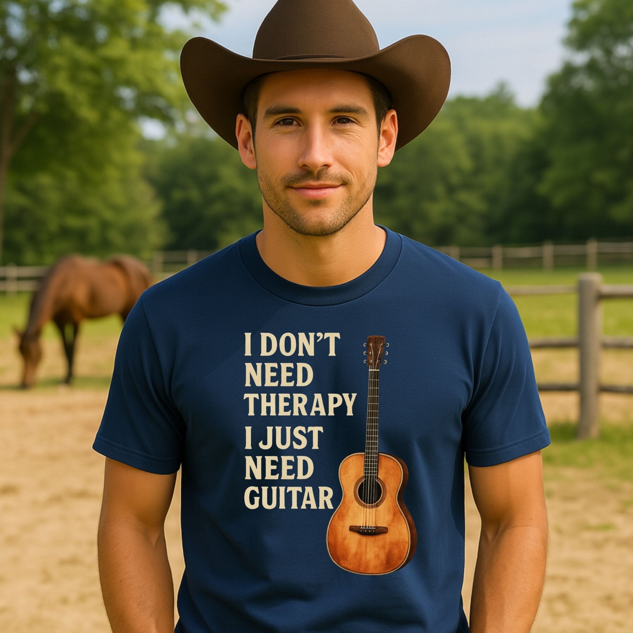 Guitar Lover T-Shirt, Funny Musician Tee for Men & Women, I Don’t Need Therapy I Just Need Guitar Shirt, Music Student & Guitarist Gif - Craig Michael Design