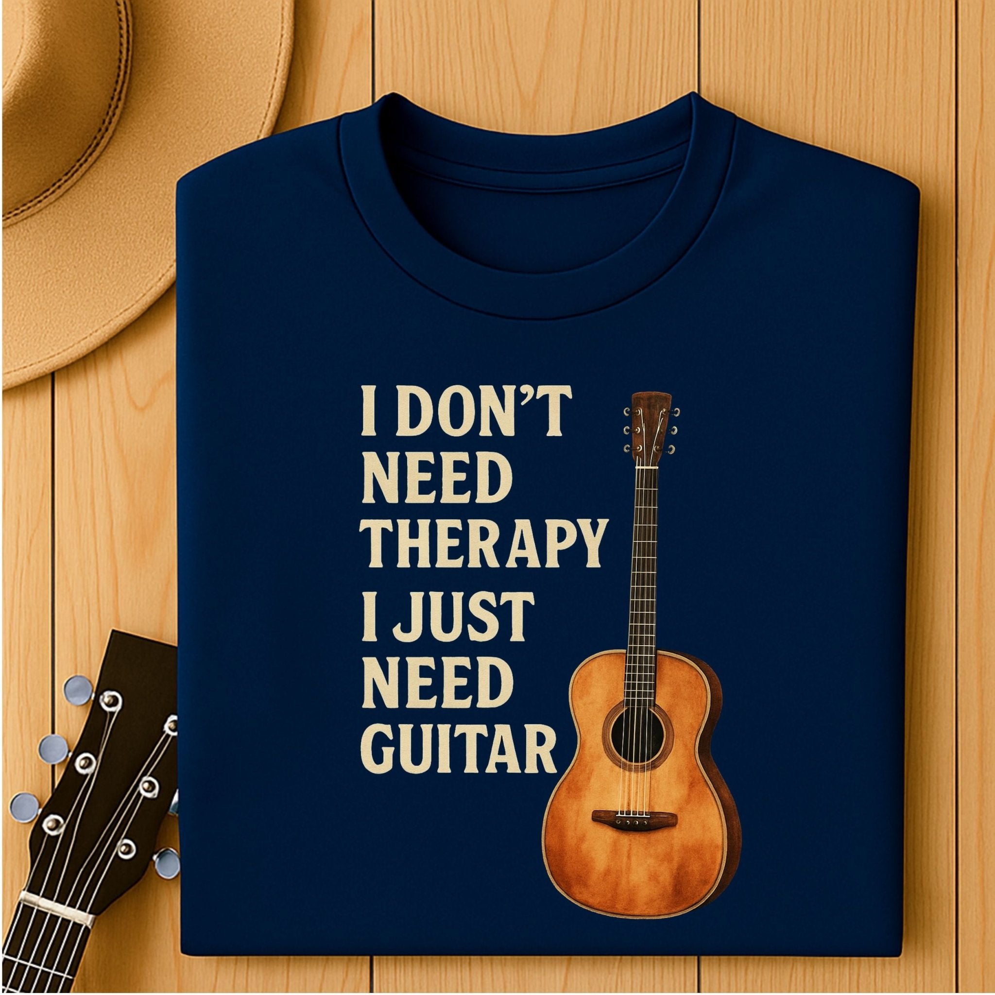 Guitar Lover T-Shirt, Funny Musician Tee for Men & Women, I Don’t Need Therapy I Just Need Guitar Shirt, Music Student & Guitarist Gif - Craig Michael Design