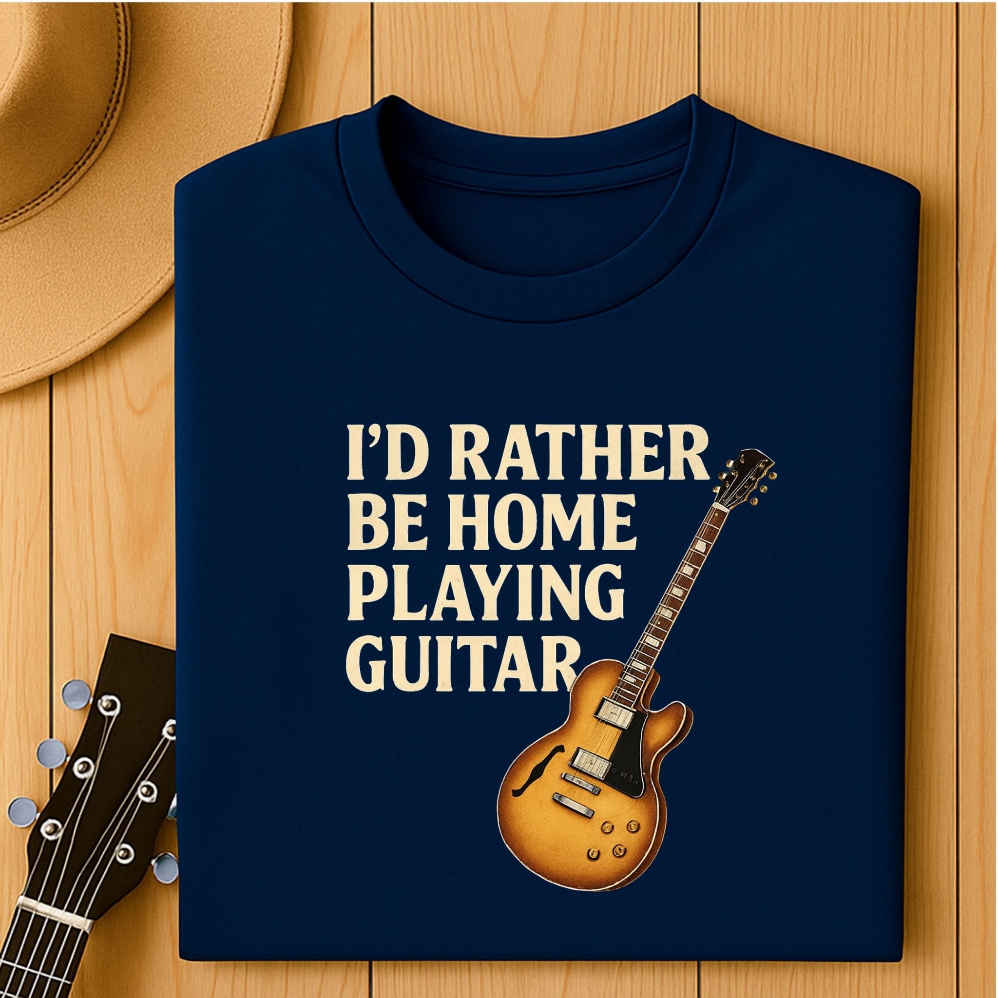 Guitar Lover T-Shirt, I’d Rather Be Home Playing Guitar Tee, Funny Musician Shirt for Men & Women, Guitarist & Music Student Gift Top - Craig Michael Design