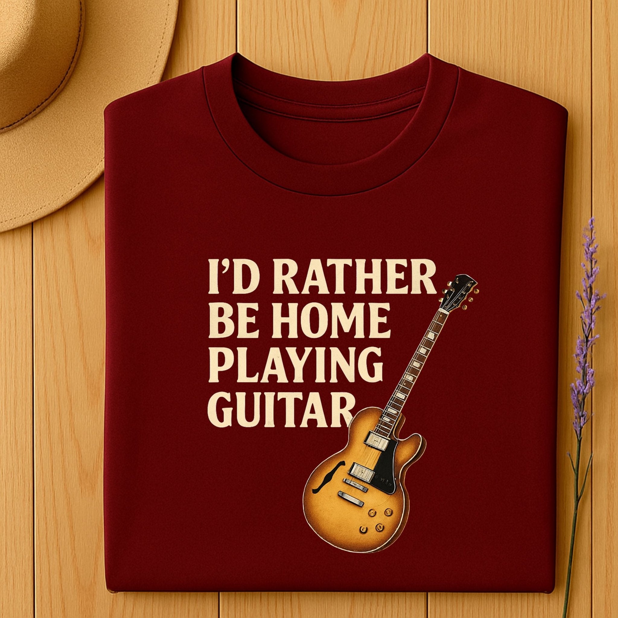 Guitar Lover T-Shirt, I’d Rather Be Home Playing Guitar Tee, Funny Musician Shirt for Men & Women, Guitarist & Music Student Gift Top - Craig Michael Design