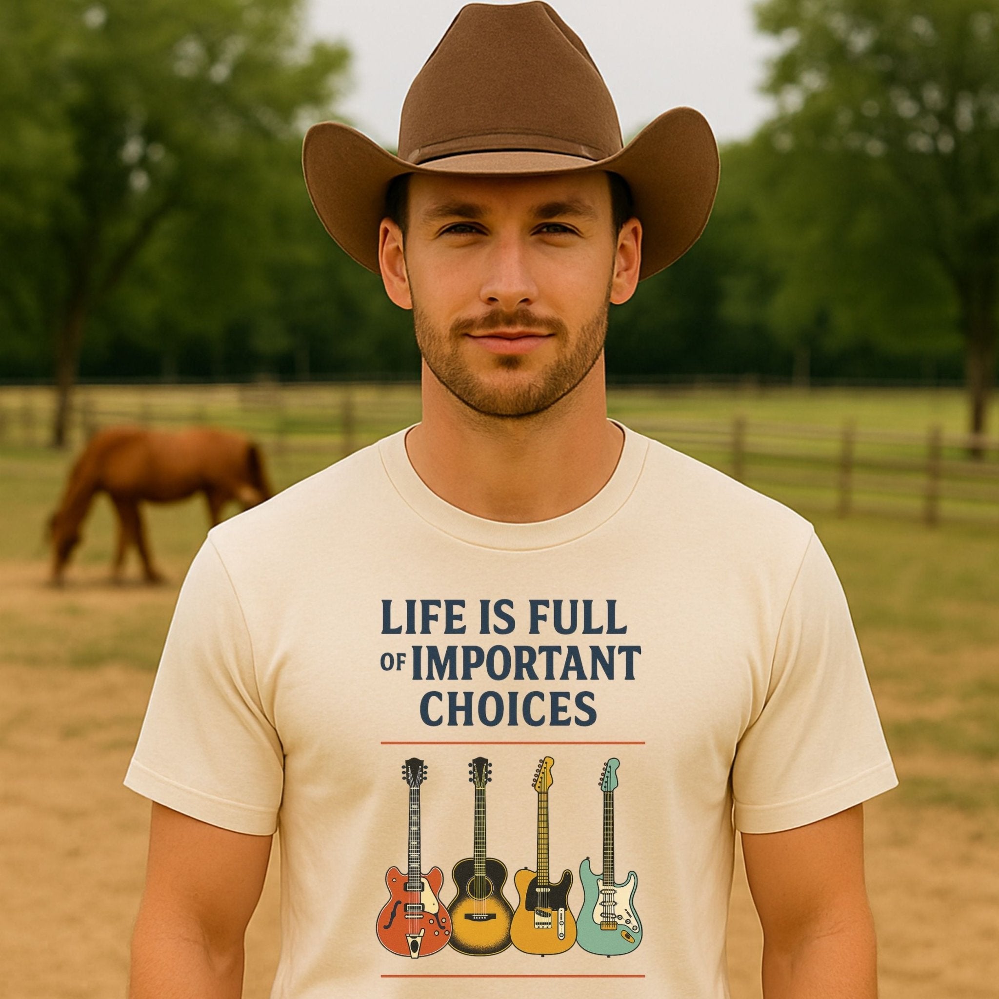 Guitar Lover T-Shirt, Life Is Full of Important Choices Tee, Funny Musician Shirt for Men Women, Guitarist Music Student Gift - Craig Michael Design