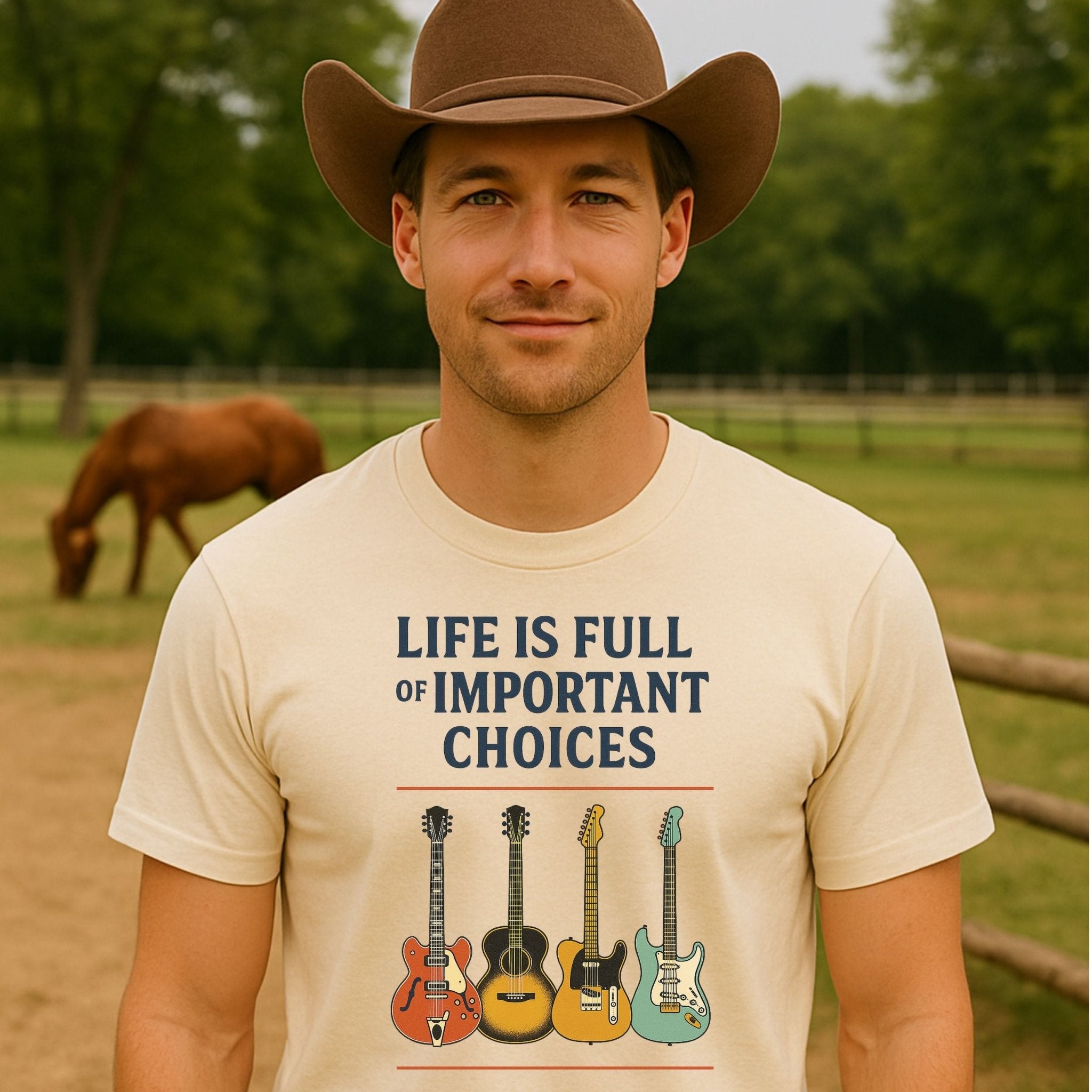 Guitar Lover T-Shirt, Life Is Full of Important Choices Tee, Funny Musician Shirt for Men Women, Guitarist Music Student Gift - Craig Michael Design