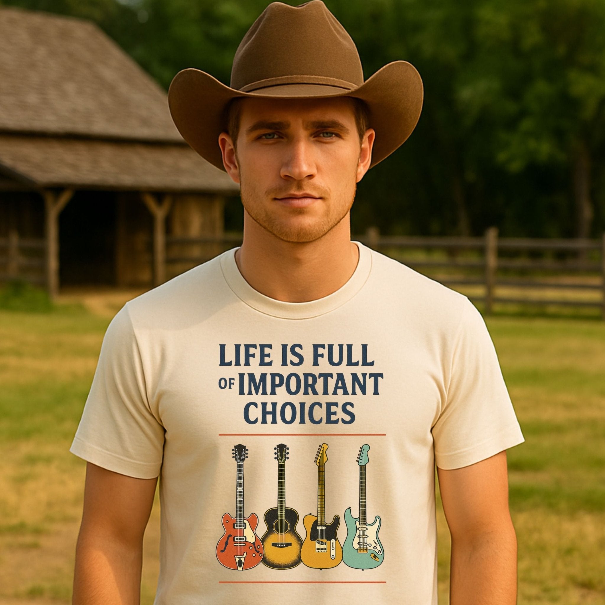 Guitar Lover T-Shirt, Life Is Full of Important Choices Tee, Funny Musician Shirt for Men Women, Guitarist Music Student Gift - Craig Michael Design