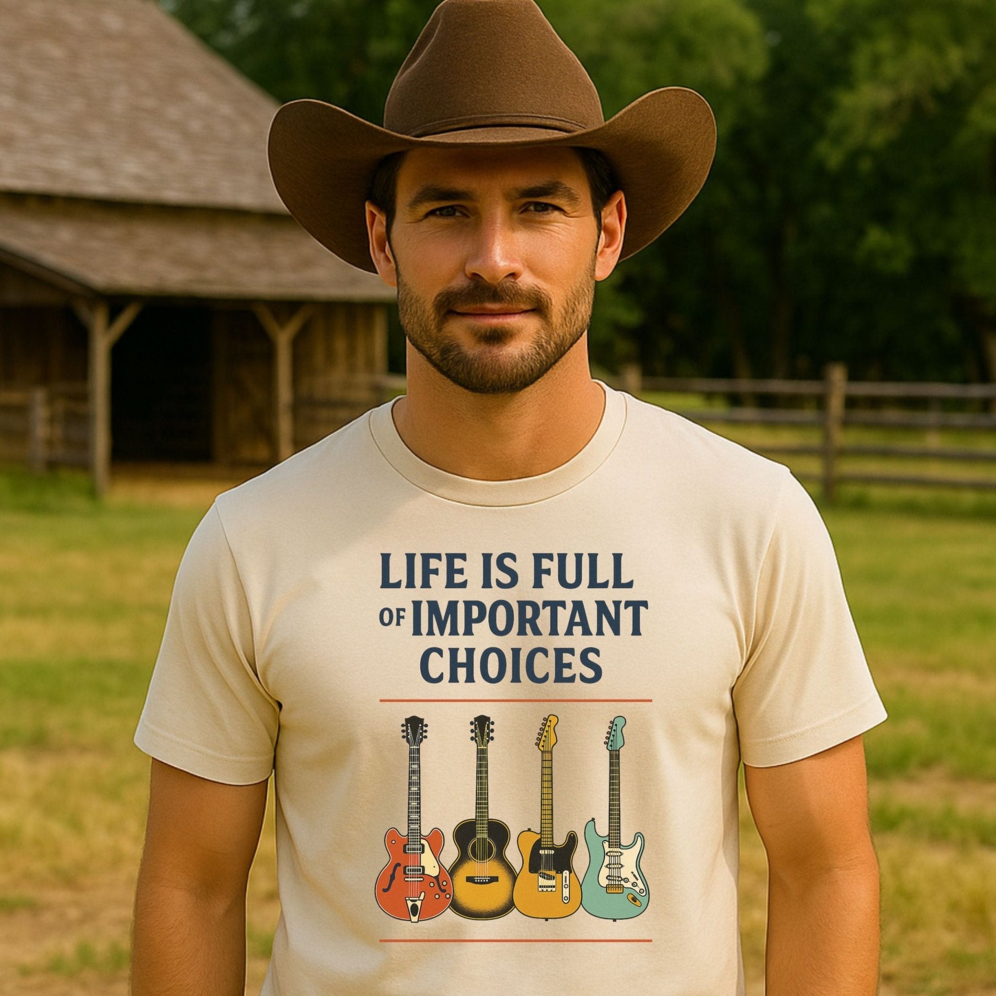 Guitar Lover T-Shirt, Life Is Full of Important Choices Tee, Funny Musician Shirt for Men Women, Guitarist Music Student Gift - Craig Michael Design