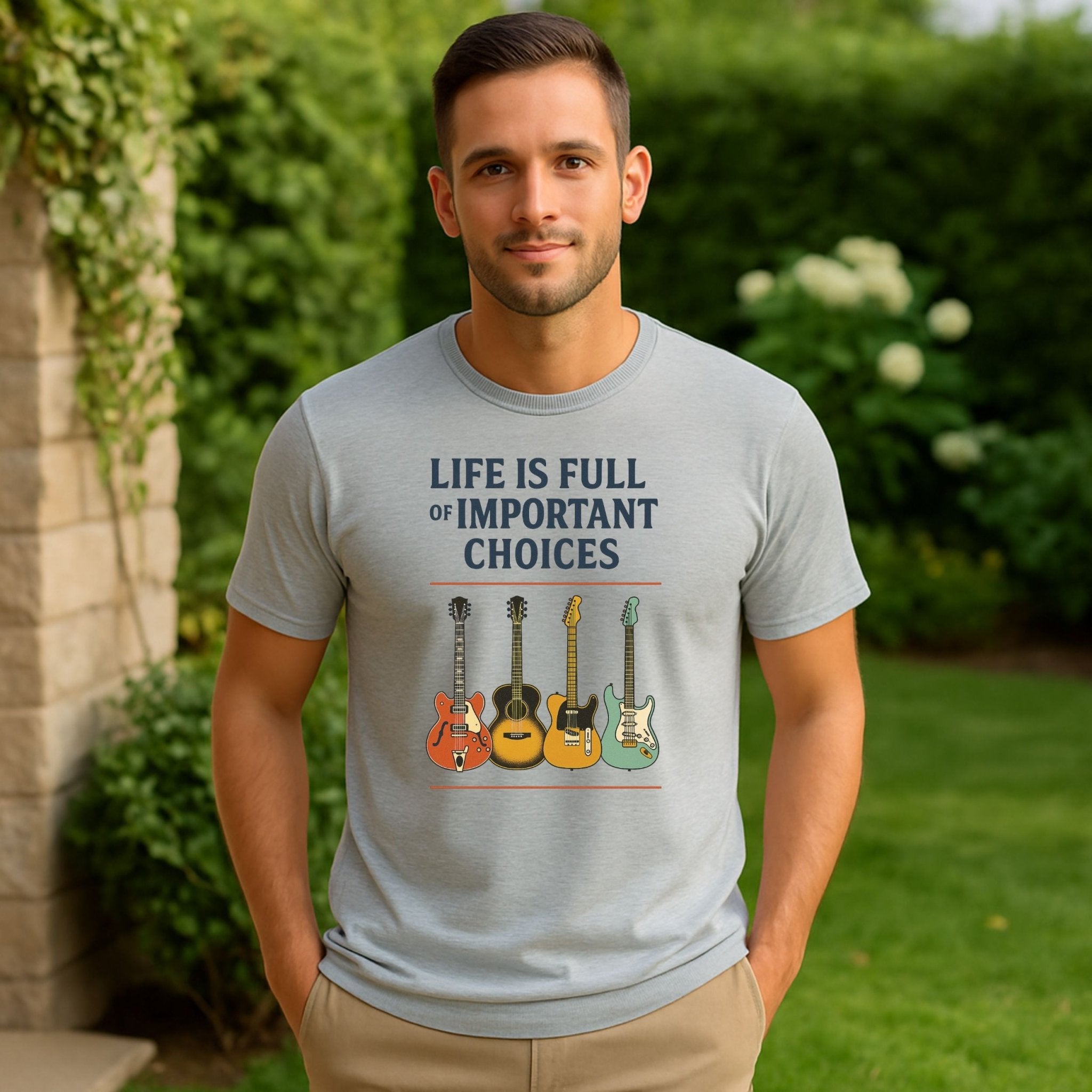 Guitar Lover T-Shirt, Life Is Full of Important Choices Tee, Funny Musician Shirt for Men Women, Guitarist Music Student Gift - Craig Michael Design