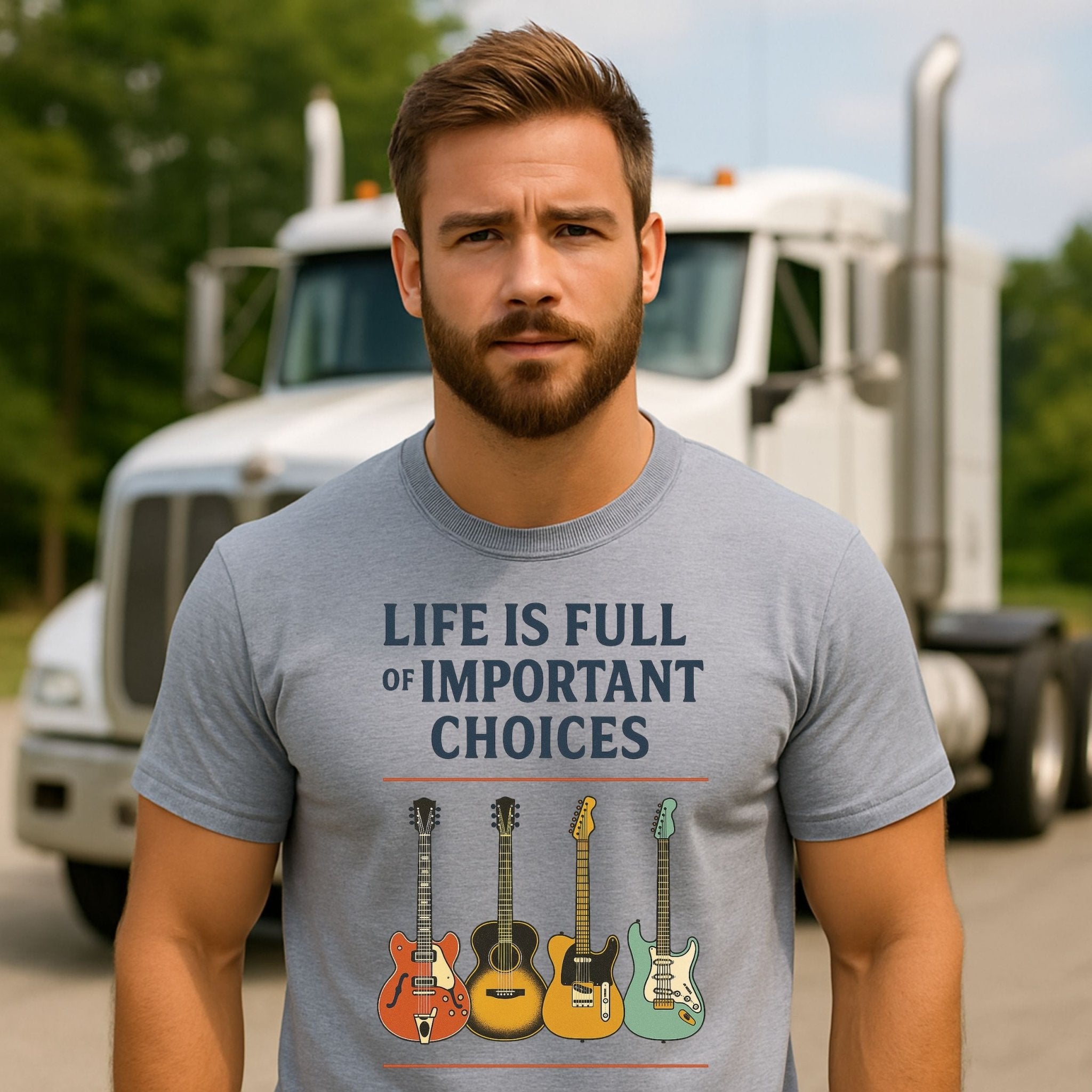 Guitar Lover T-Shirt, Life Is Full of Important Choices Tee, Funny Musician Shirt for Men Women, Guitarist Music Student Gift - Craig Michael Design