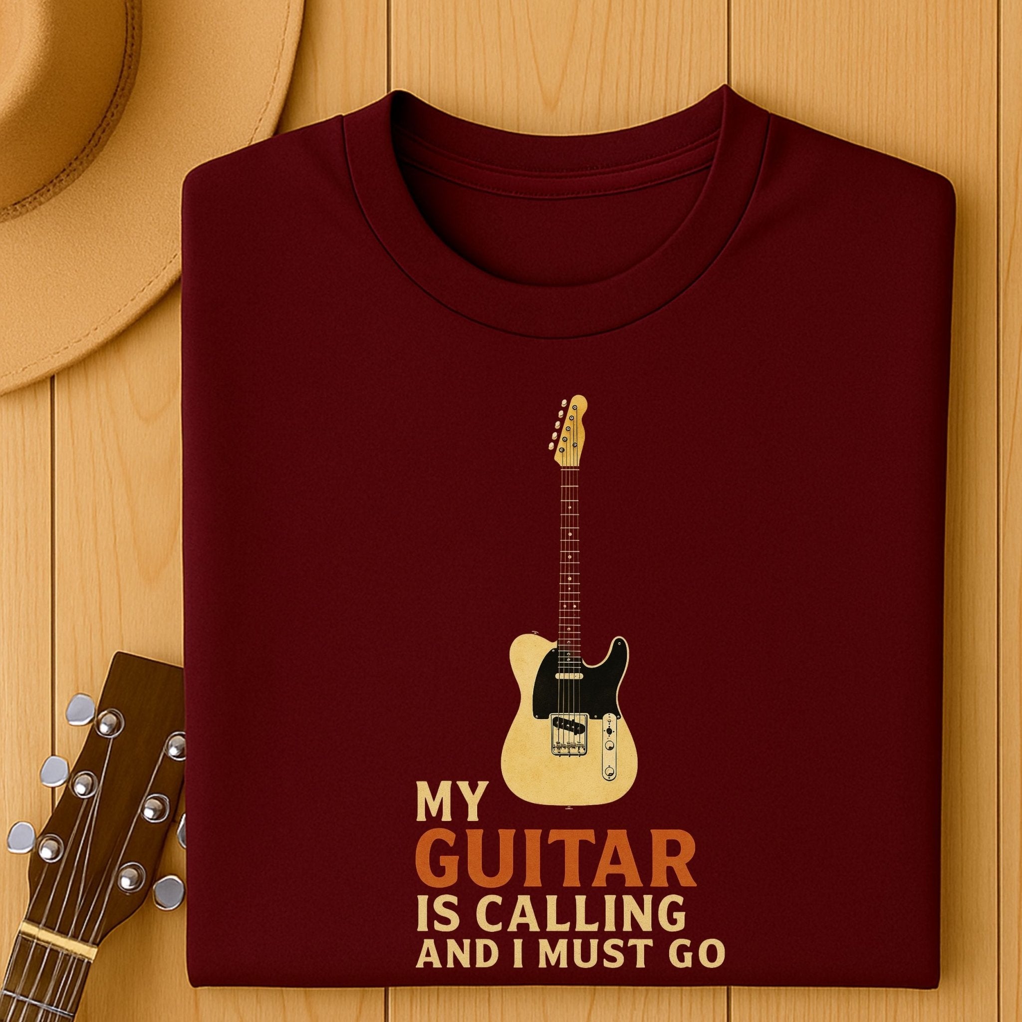 Guitar Lover T-Shirt, My Guitar Is Calling and I Must Go Tee, Funny Musician Shirt for Men & Women, Guitarist & Music Student Gift - Craig Michael Design