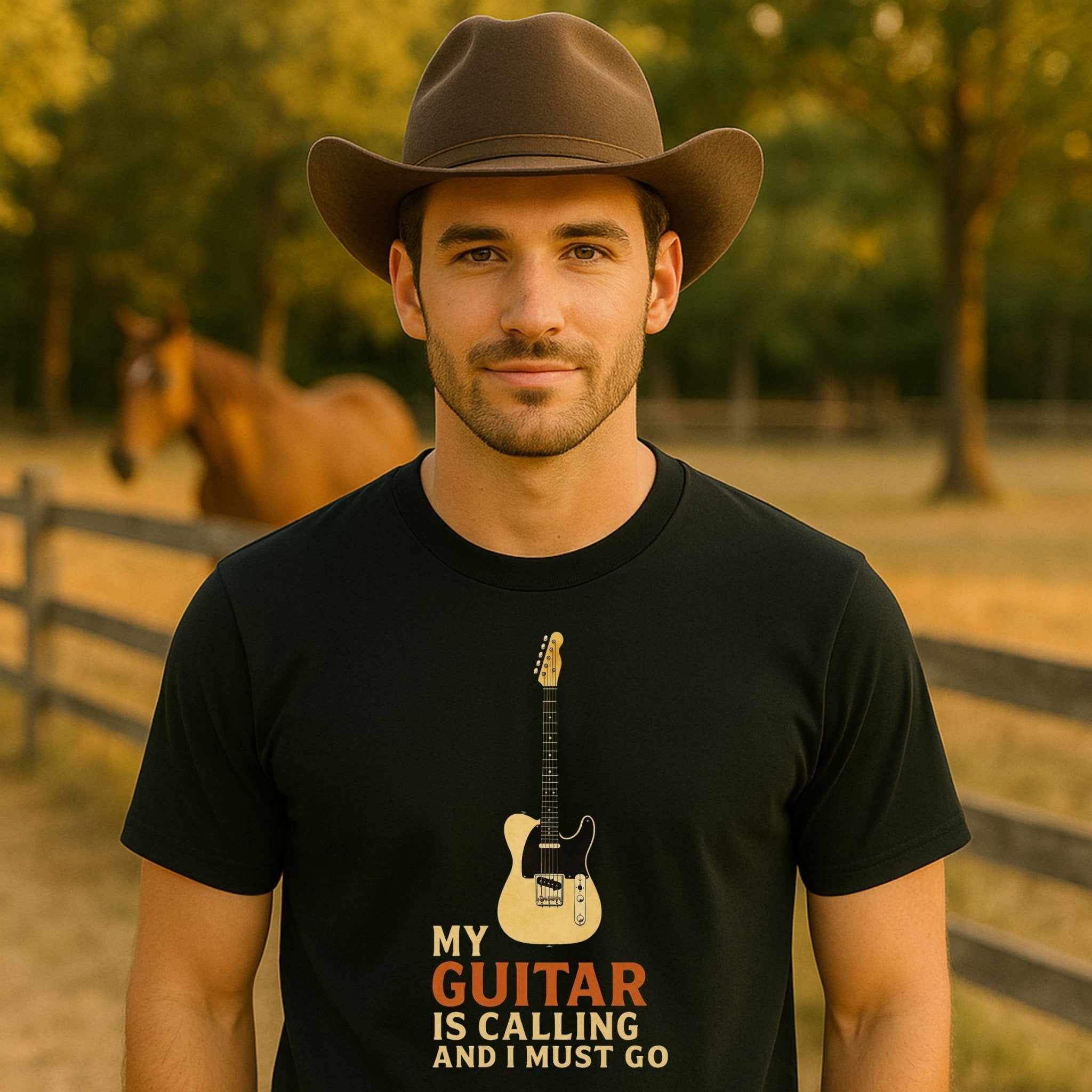 Guitar Lover T-Shirt, My Guitar Is Calling and I Must Go Tee, Funny Musician Shirt for Men & Women, Guitarist & Music Student Gift - Craig Michael Design